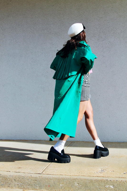 EMERALD FIXATION lightweight maxi trench coat, size 10 *VINTAGE*