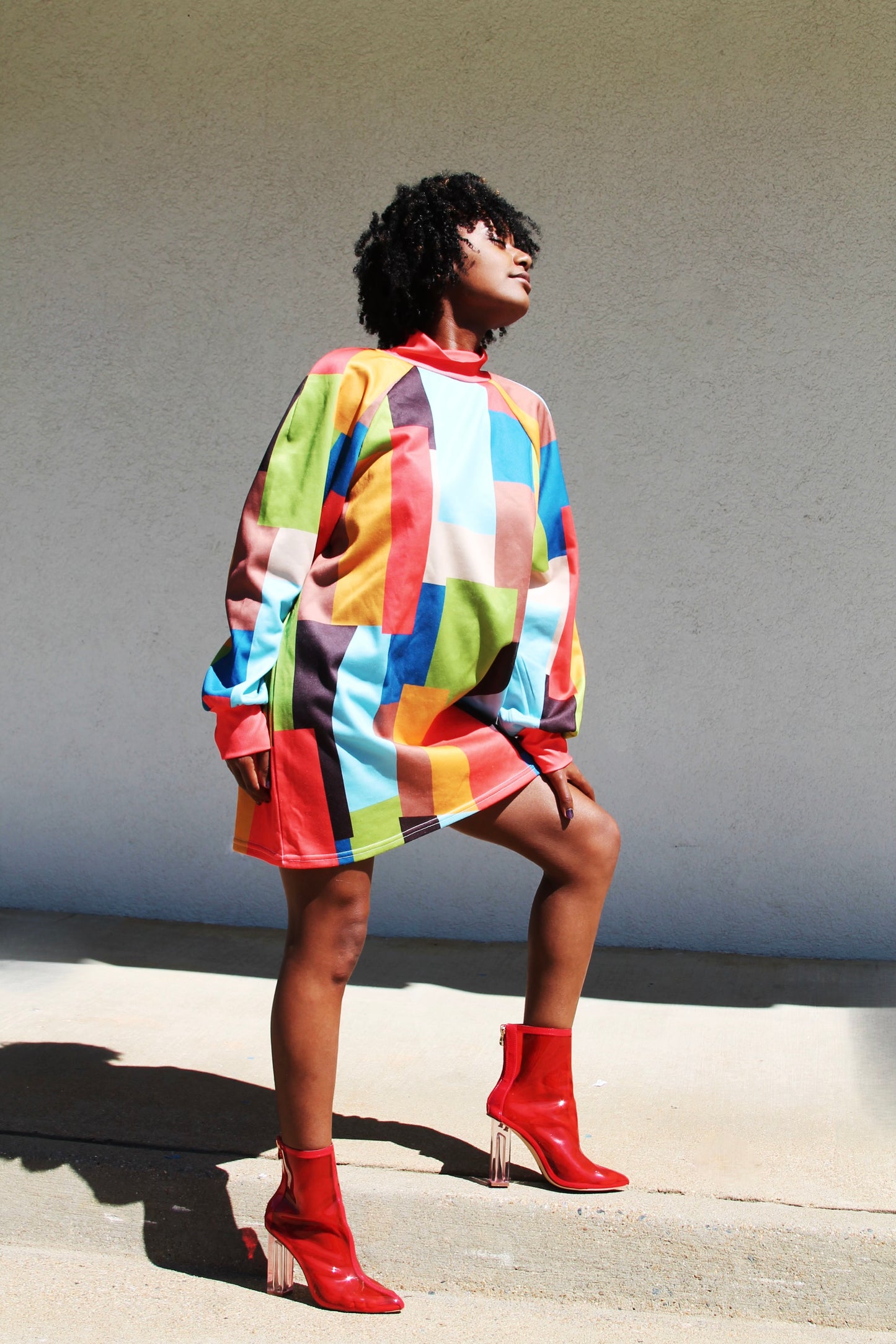 ATTRACT color-block mod sweater dress, XL