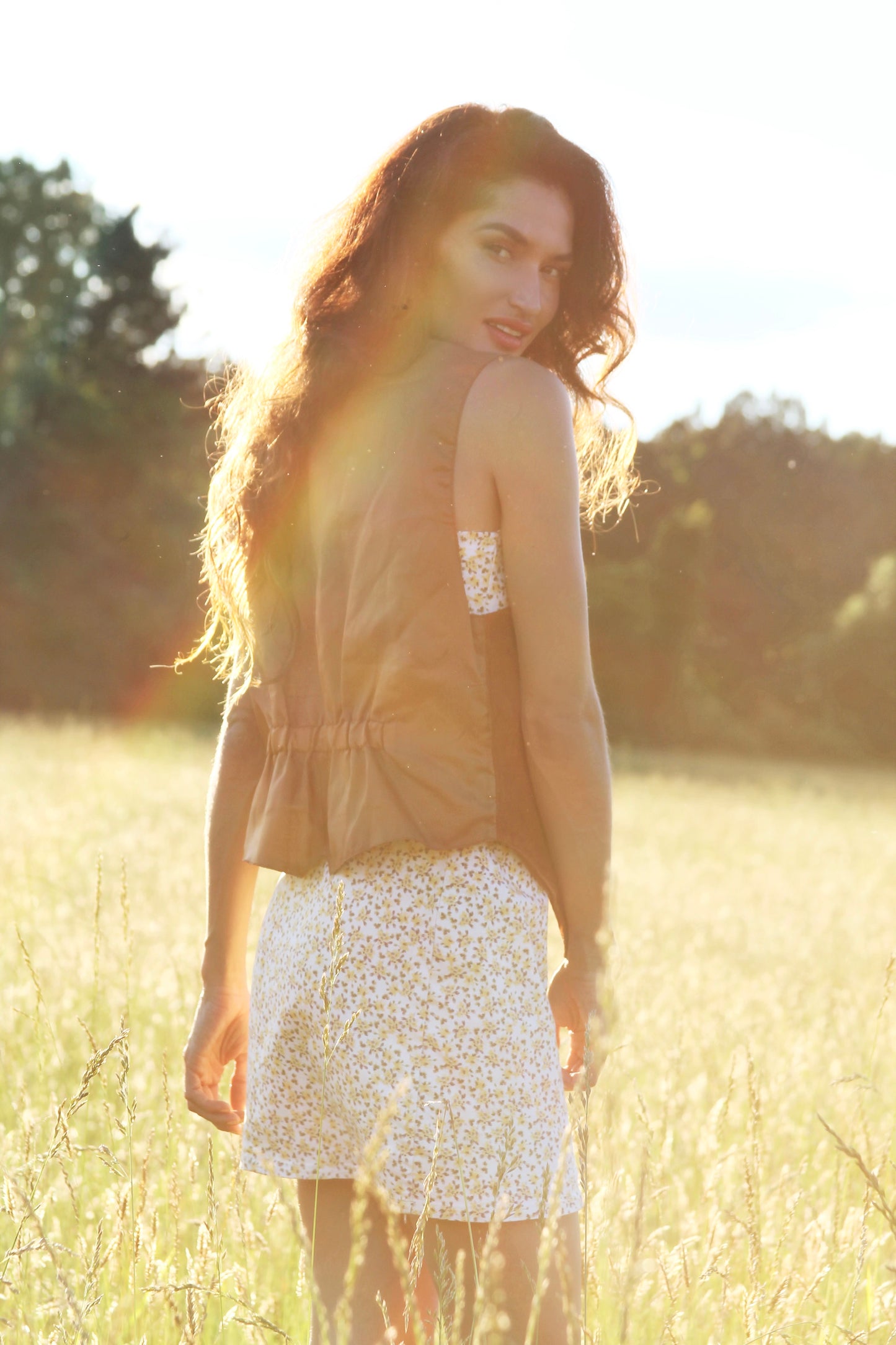 MEADOW floral denim mini dress, medium