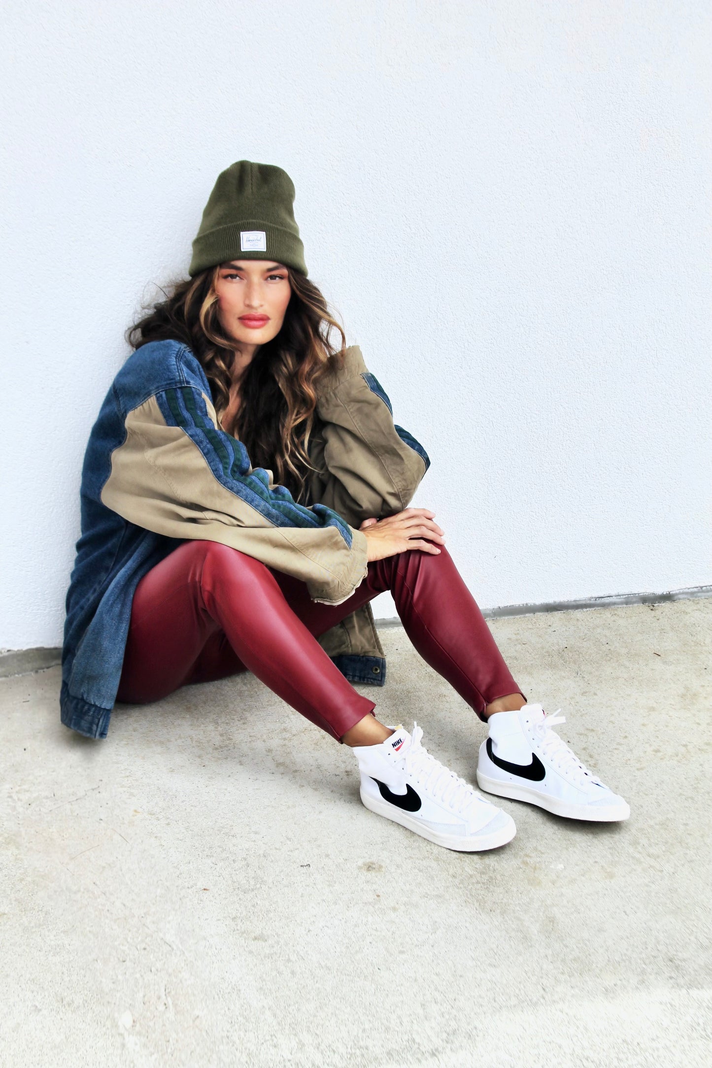 IN IT TO WIN IT stadium bomber + denim jacket, large (fits like a 2XL) *VINTAGE* >> dark wash + olive