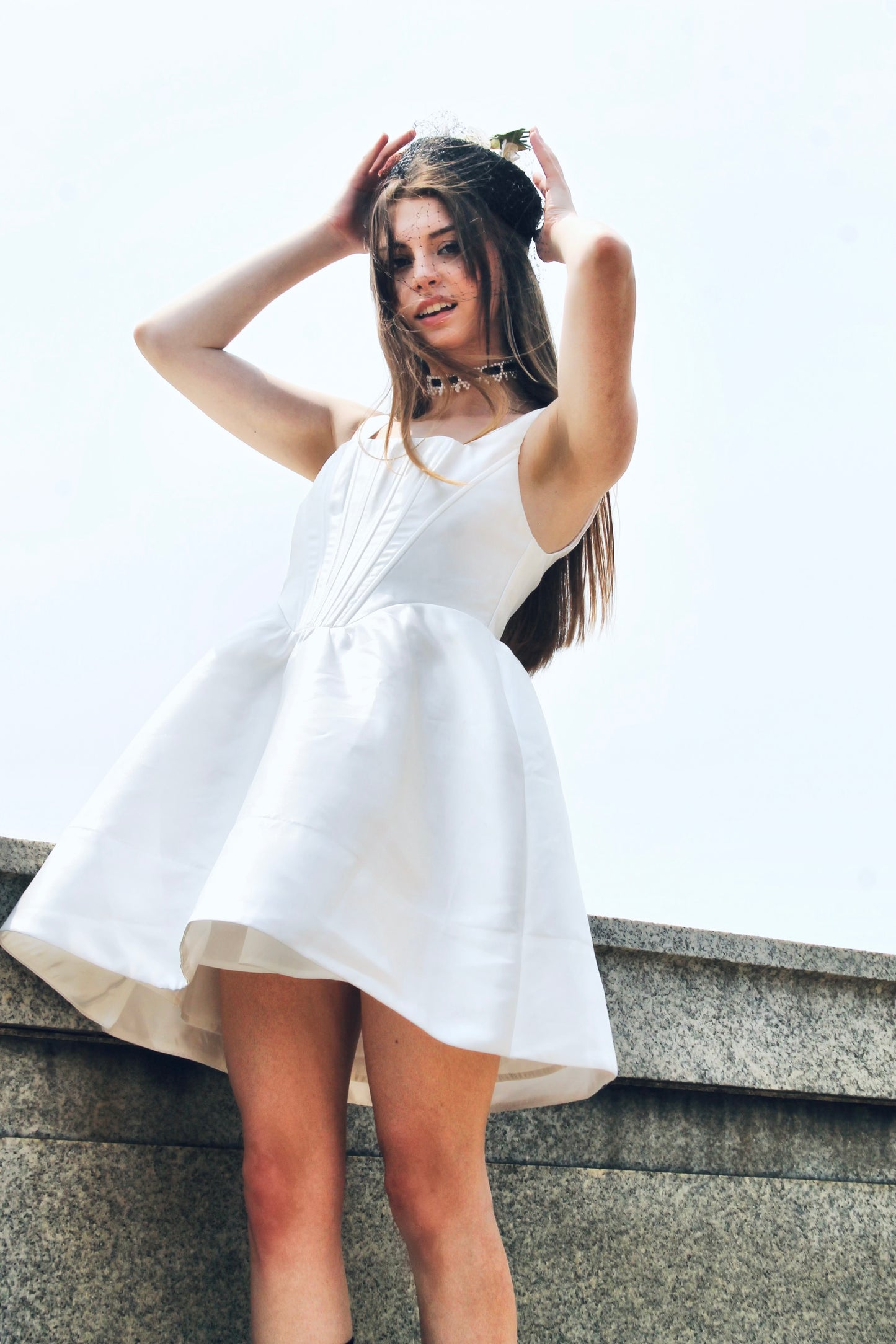 THE CROWN corset mini dress, small *FOXY FAVE* >> white as snow