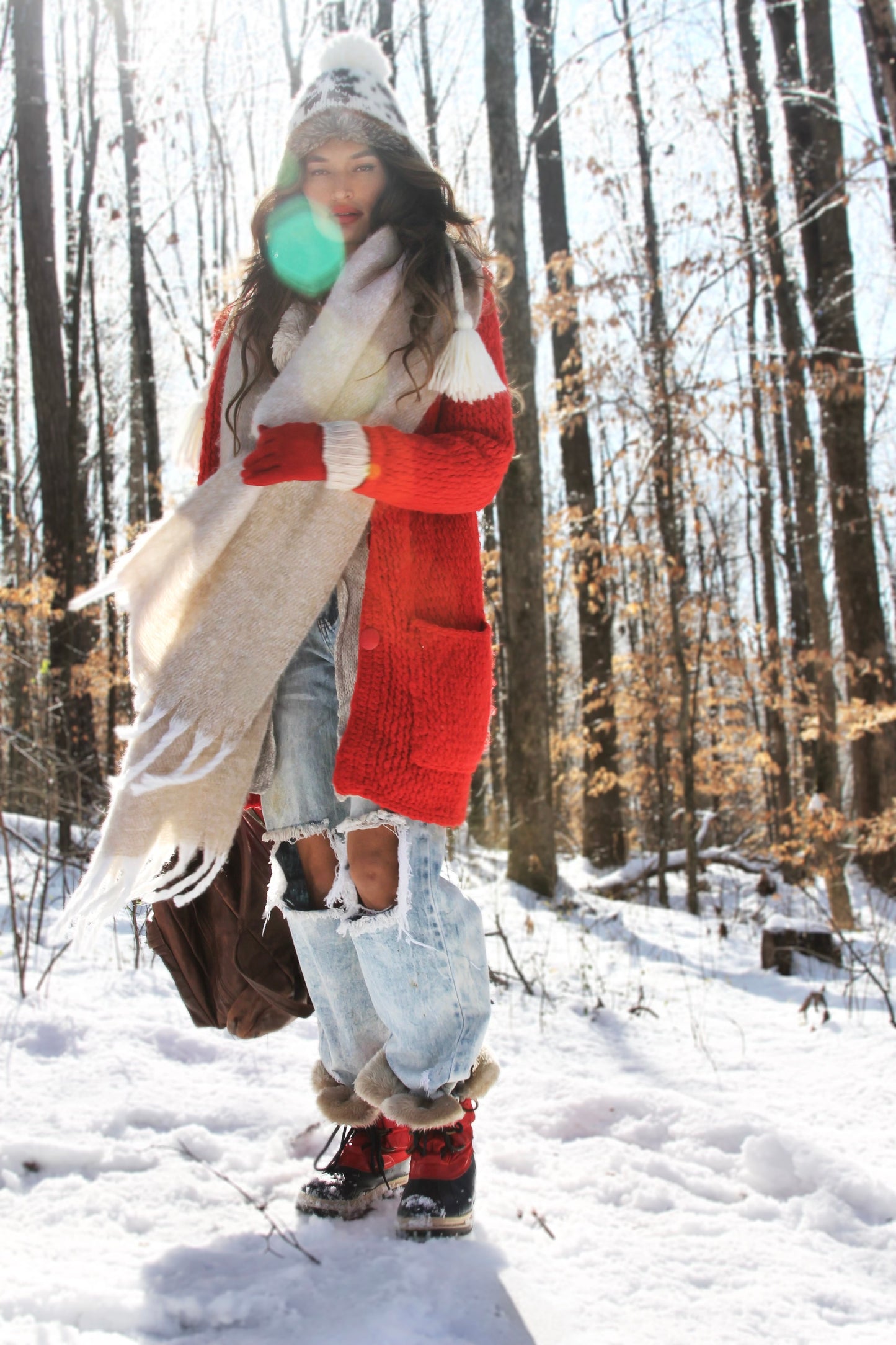 SNOW DAY chunky cable knit jacket *TRUE VINTAGE + FOXY FAVE* >> candy apple red