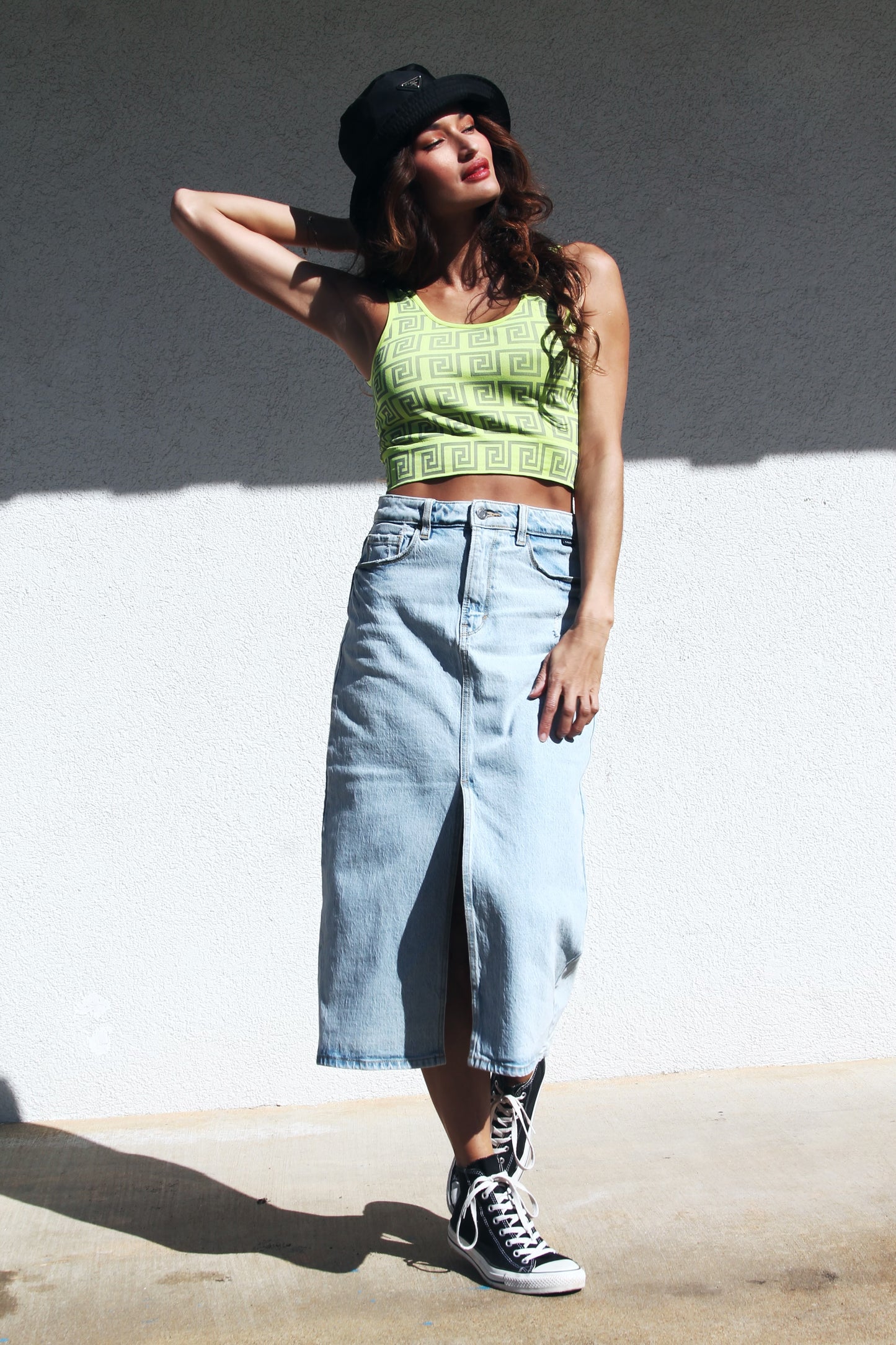 FINESSE denim midi skirt, medium