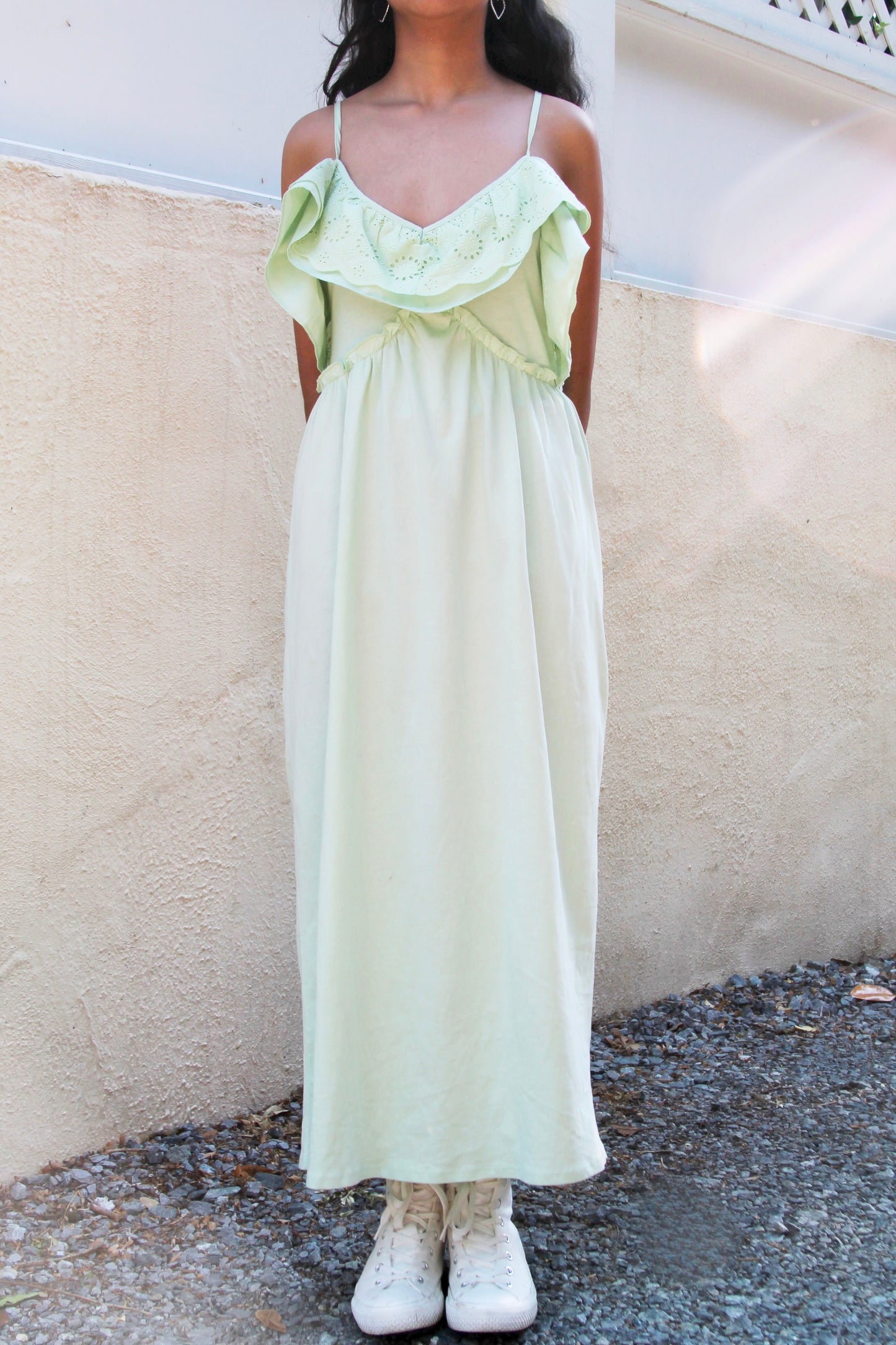 FAIRY GARDEN eyelet embroidered cotton maxi dress, medium