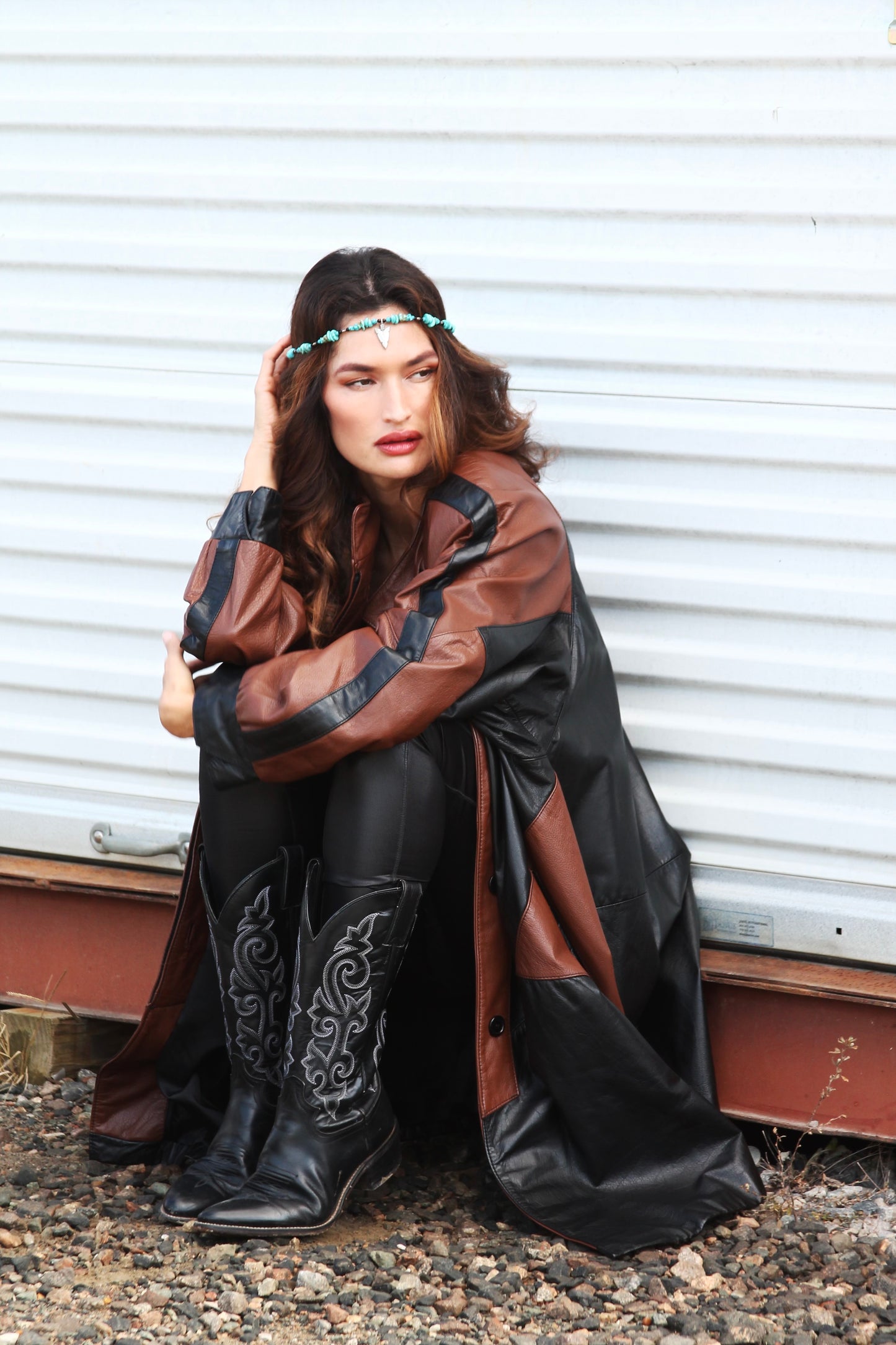 FIERCE oversized two toned leather jacket, size XL *VINTAGE • GENUINE LEATHER*
