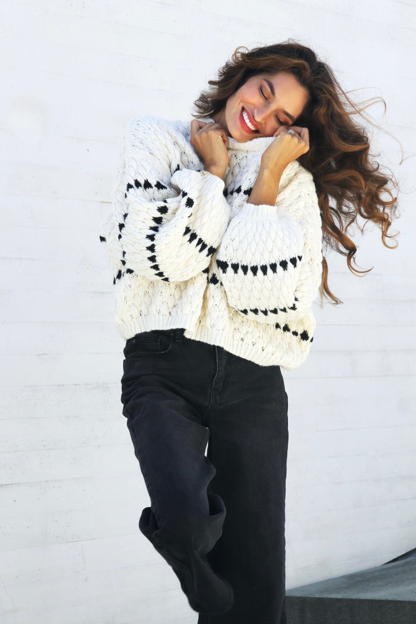 HARLOW cable knit sweater, one size fits most