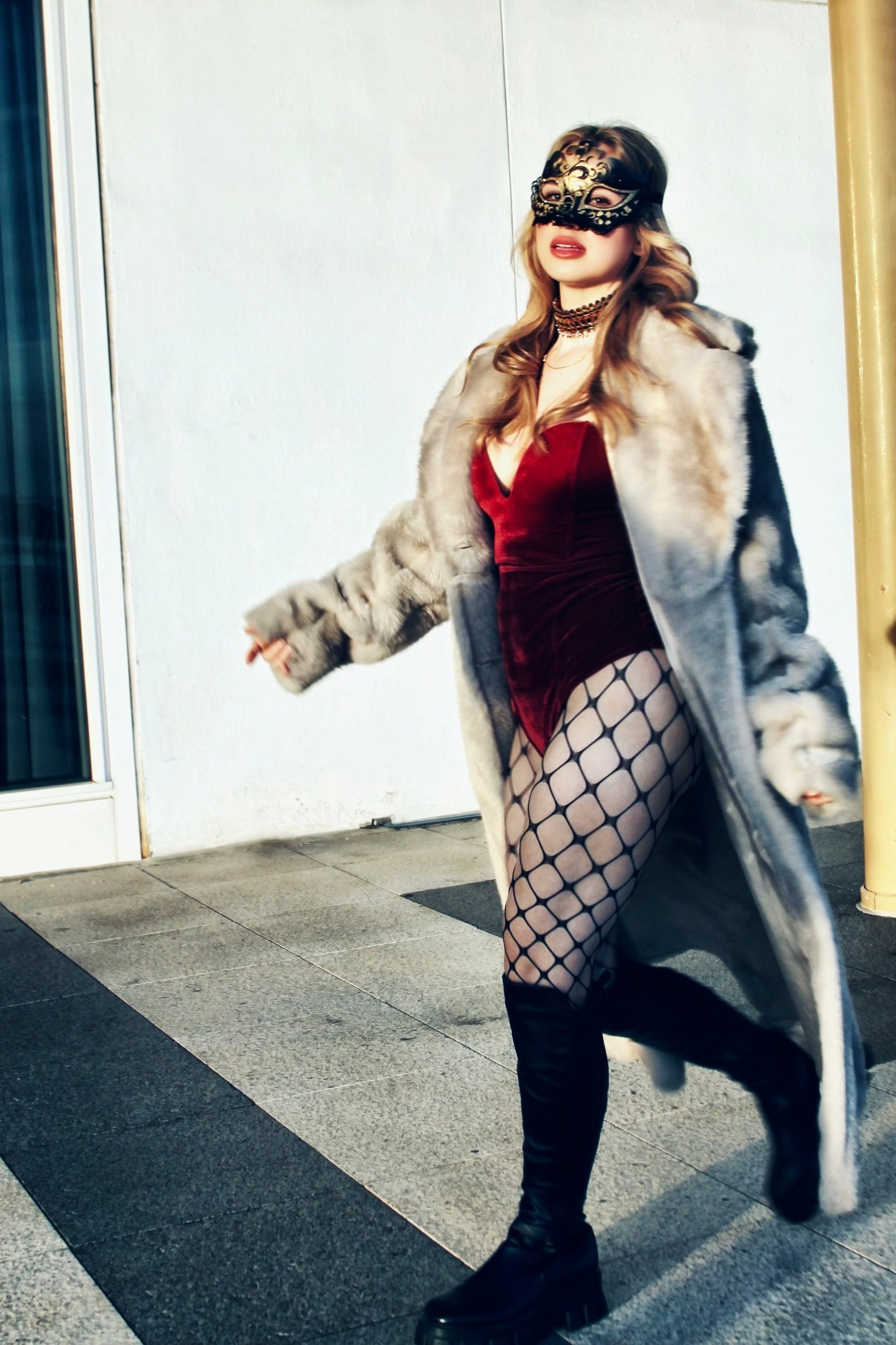 PANDORA’S BOX faux fur + duster trench coat *VINTAGE +FOXY FAVE* >> stone grey