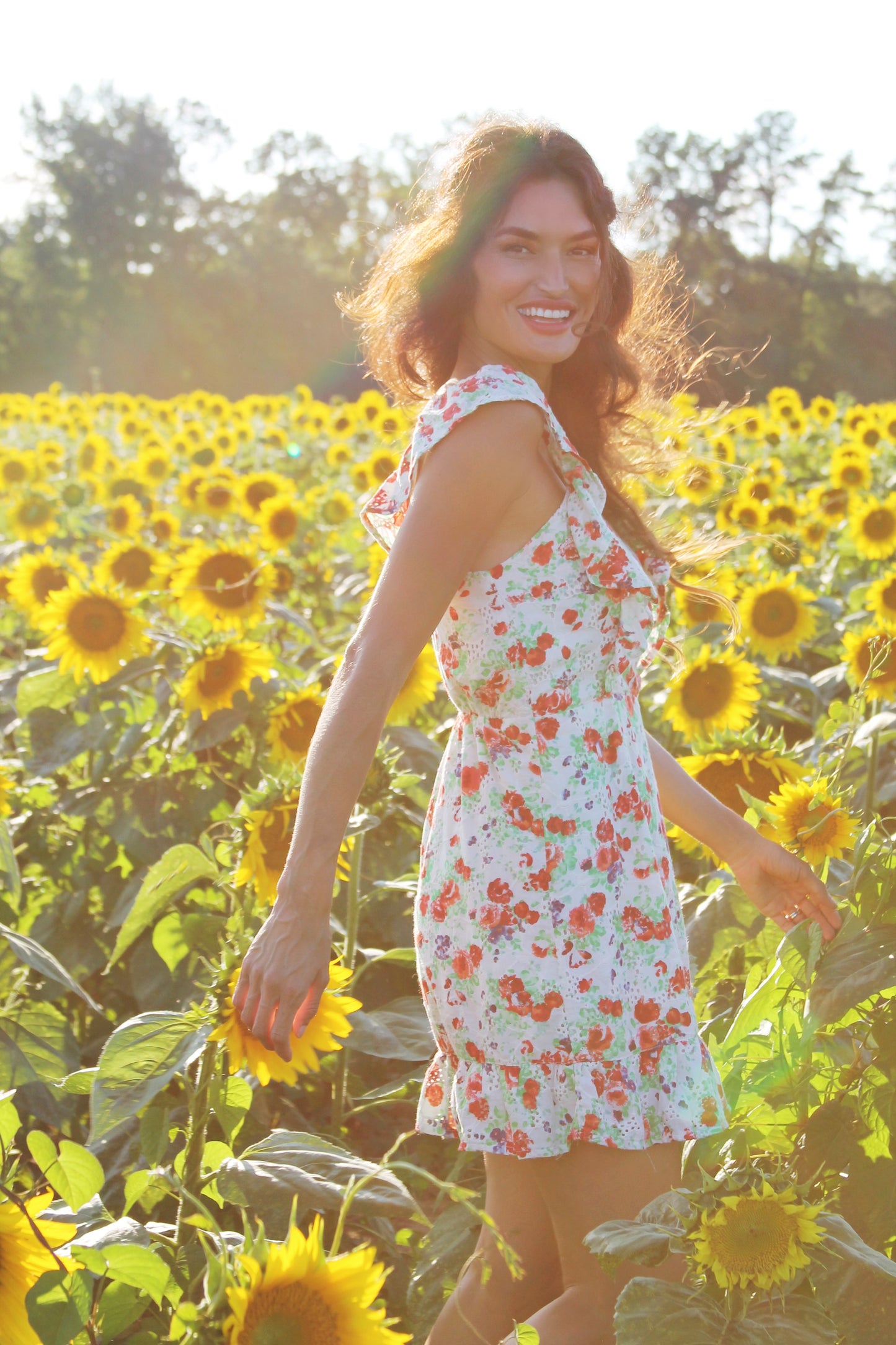 FLOWER FIELDS eyelet embroidered floral sundress, XS
