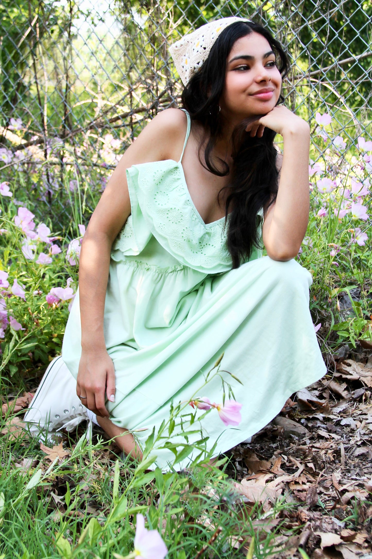 FAIRY GARDEN eyelet embroidered cotton maxi dress, medium