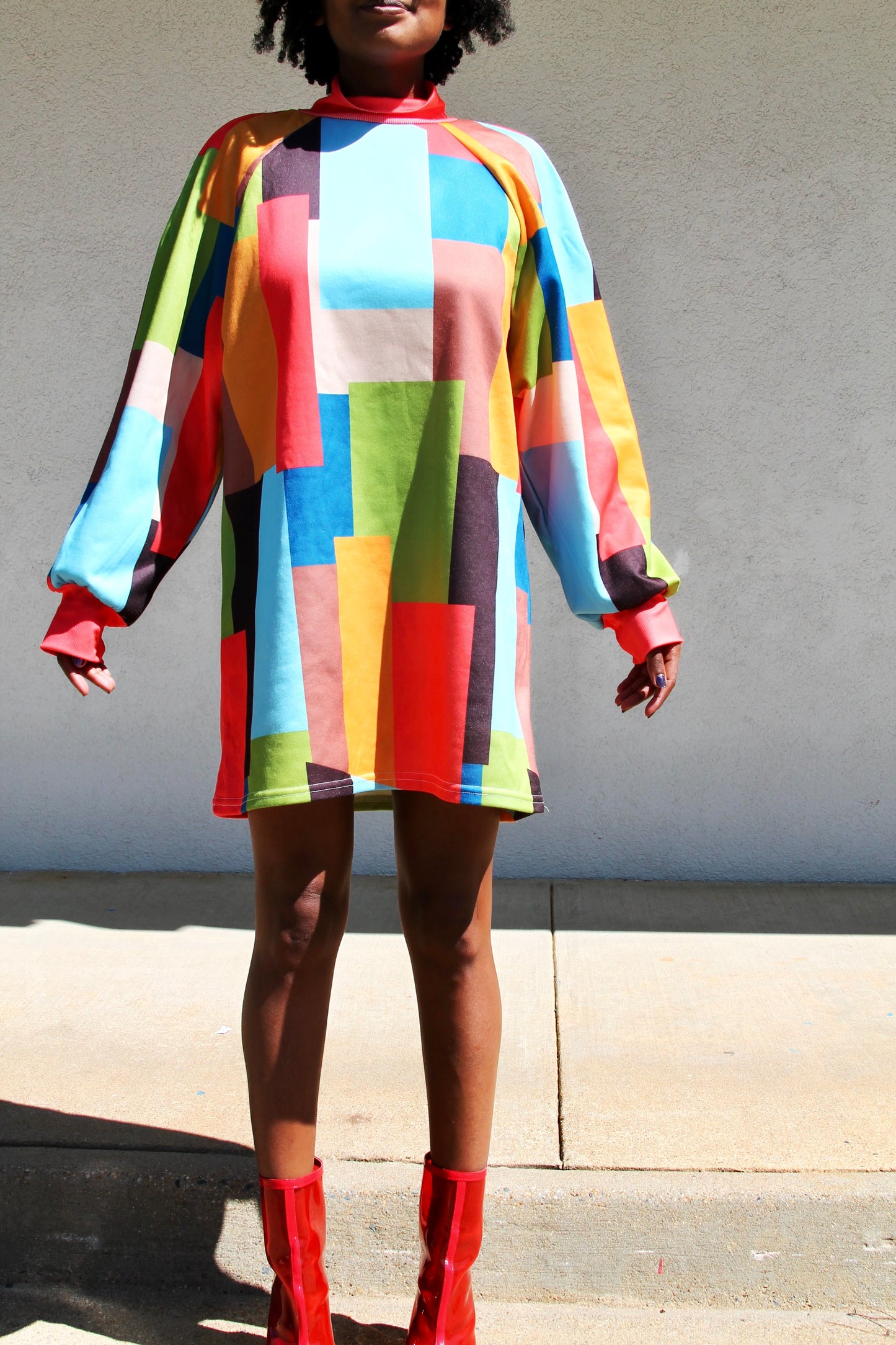 ATTRACT color-block mod sweater dress, XL