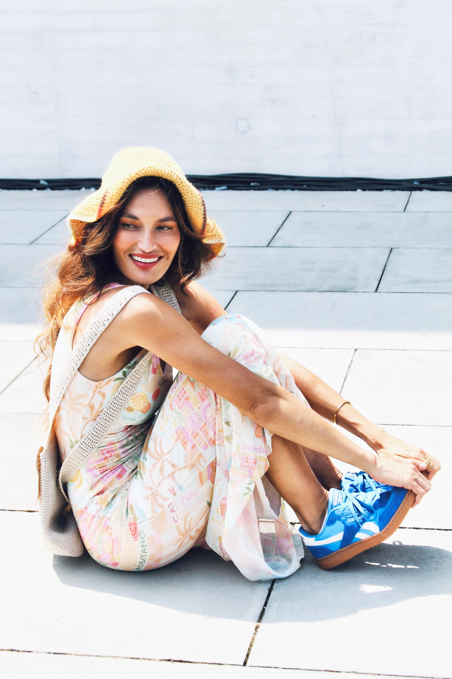 ONE-WAY TICKET super soft Italian inspired mesh midi dress, medium >> multi-Italian print