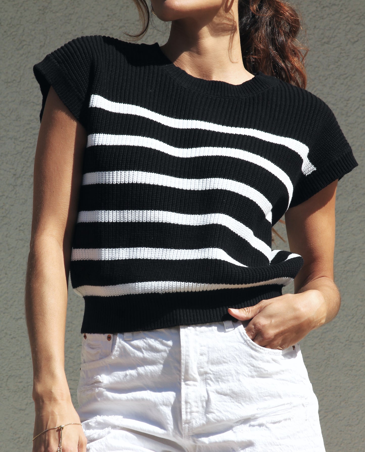 NEW CHAPTER striped knit top, medium