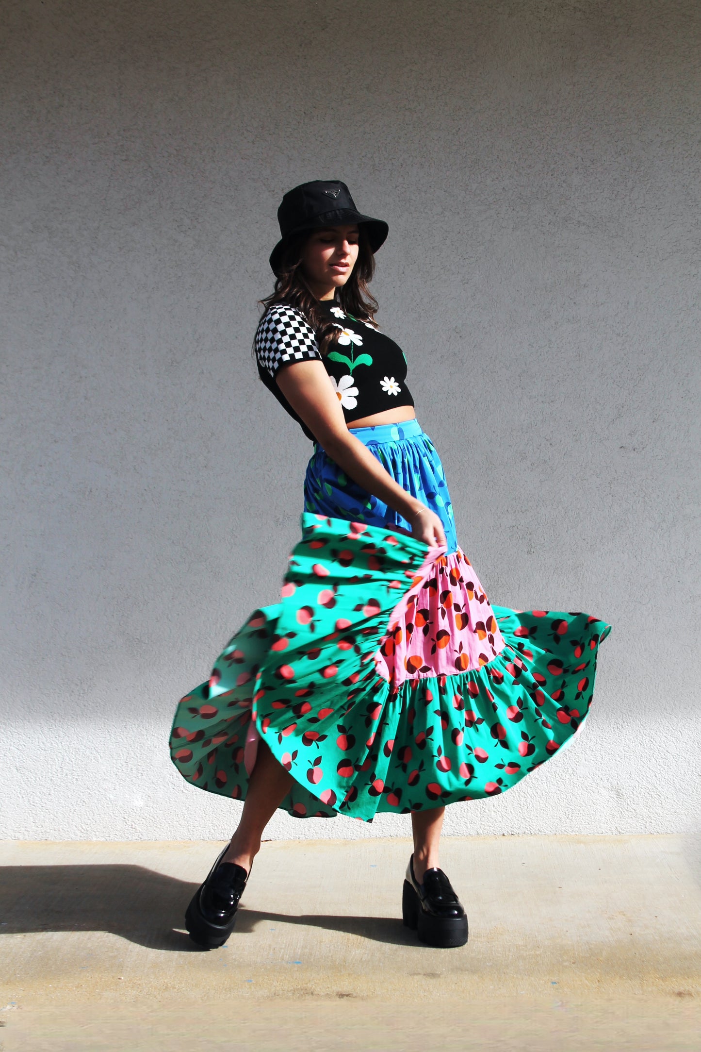 APPLE OF MY EYE color-block apple midi skirt, size 2 *KATE SPADE*