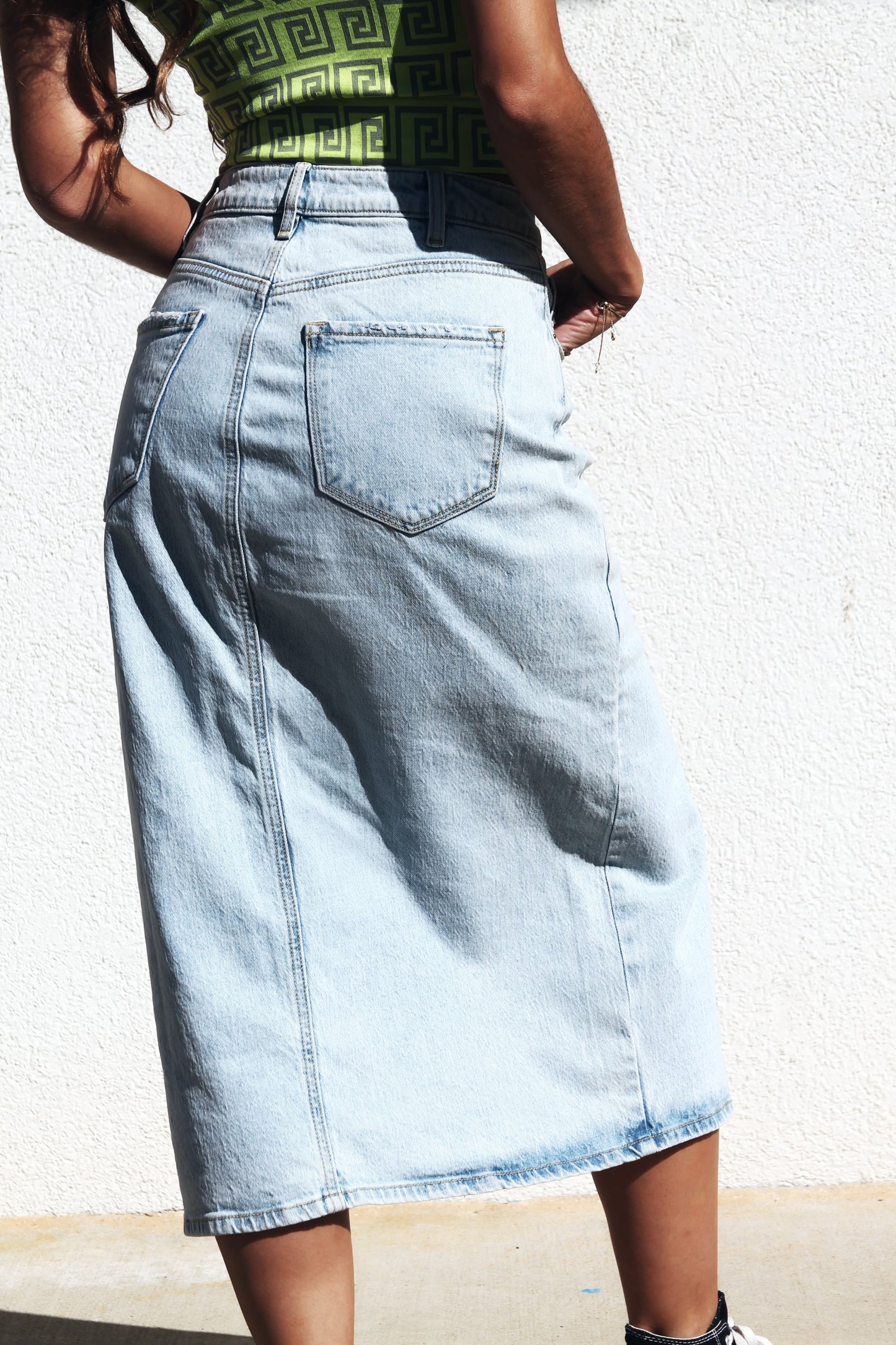 FINESSE denim midi skirt, medium