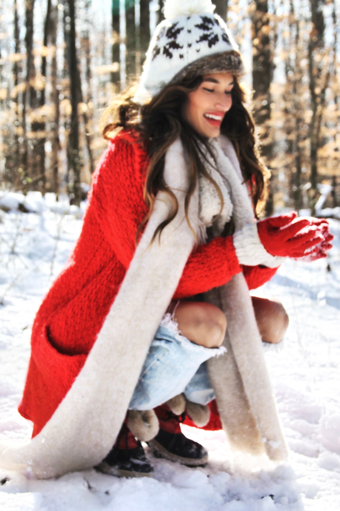 SNOW DAY chunky cable knit jacket *TRUE VINTAGE + FOXY FAVE* >> candy apple red