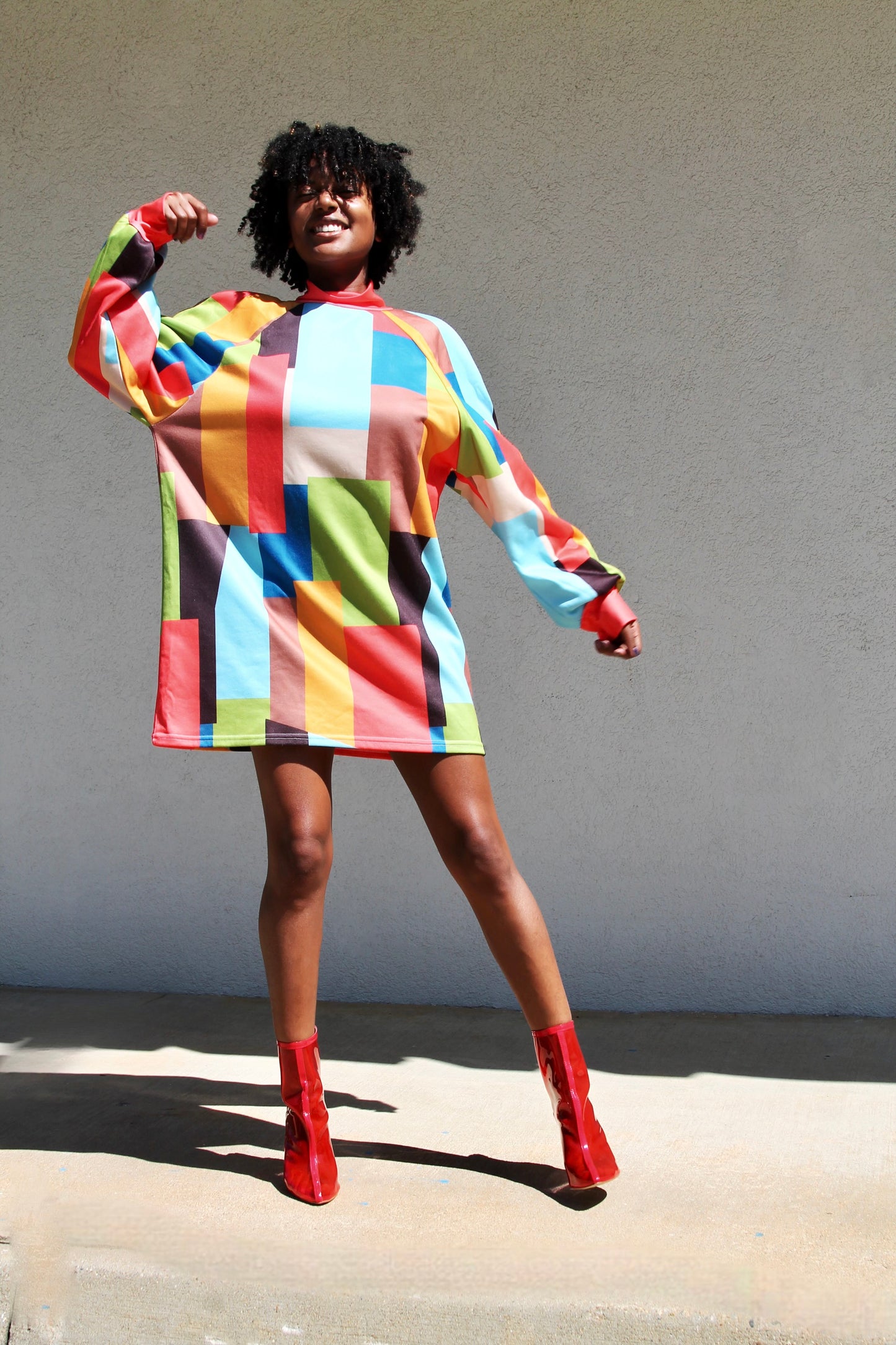 ATTRACT color-block mod sweater dress, XL