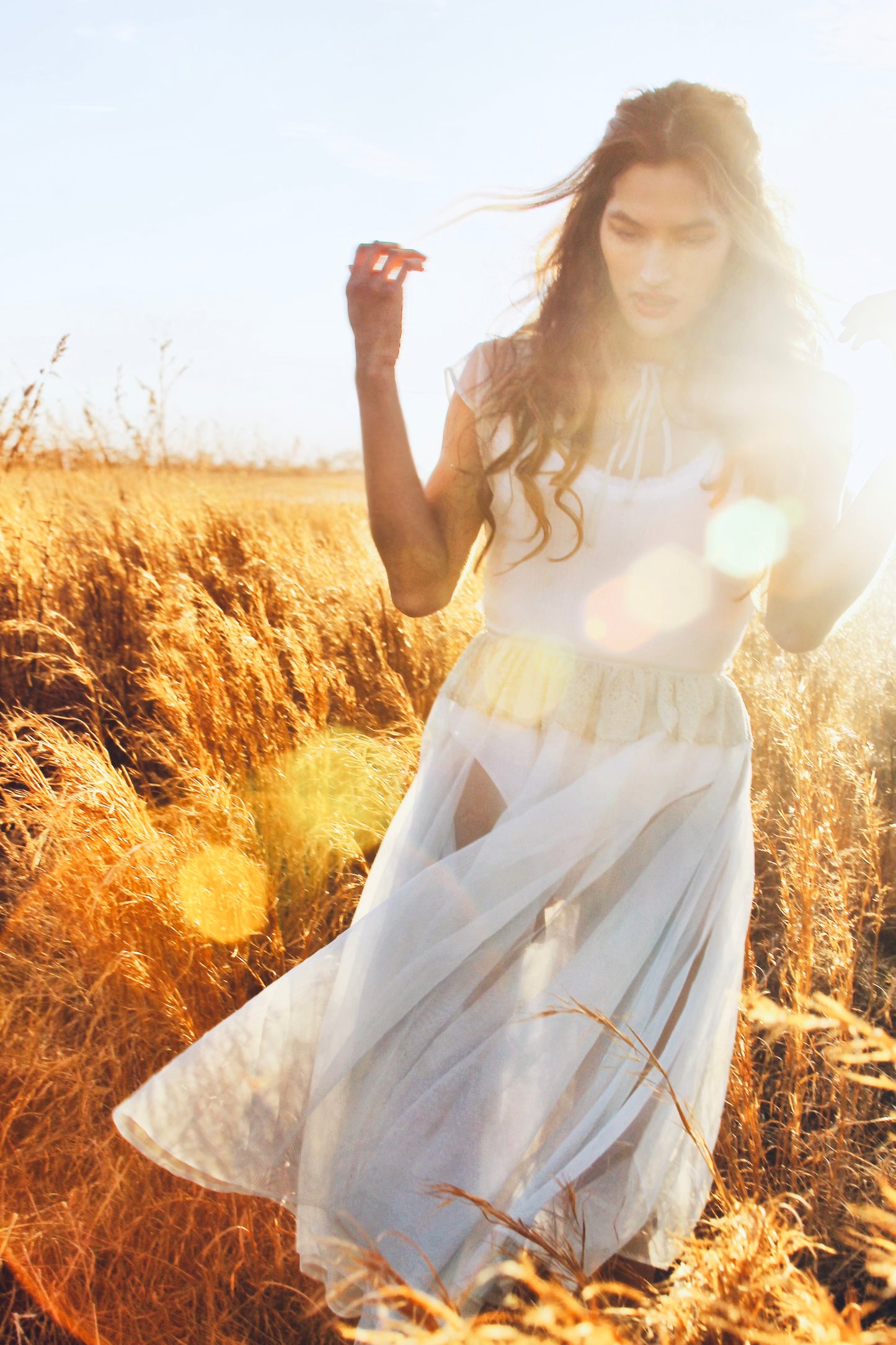 MEMORIES OF THE SUN completely sheer midi dress *FOXY FAVE* in antique blue