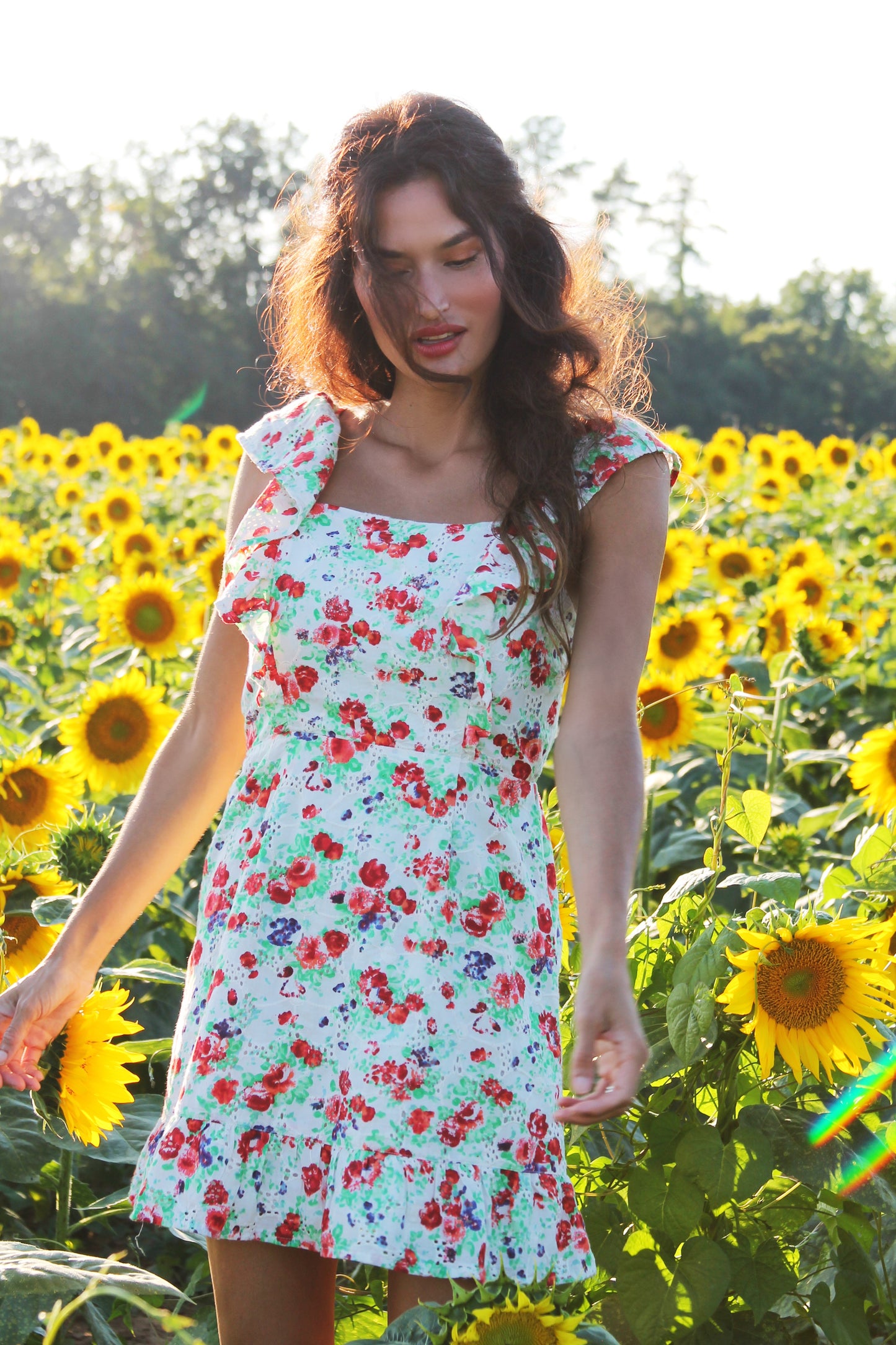 FLOWER FIELDS eyelet embroidered floral sundress, XS