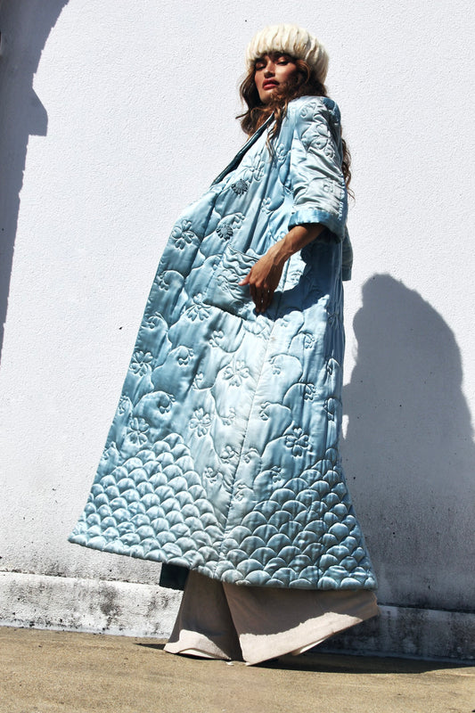 SILK ROAD longline silk jacket, medium *VINTAGE + GENUINE SILK*