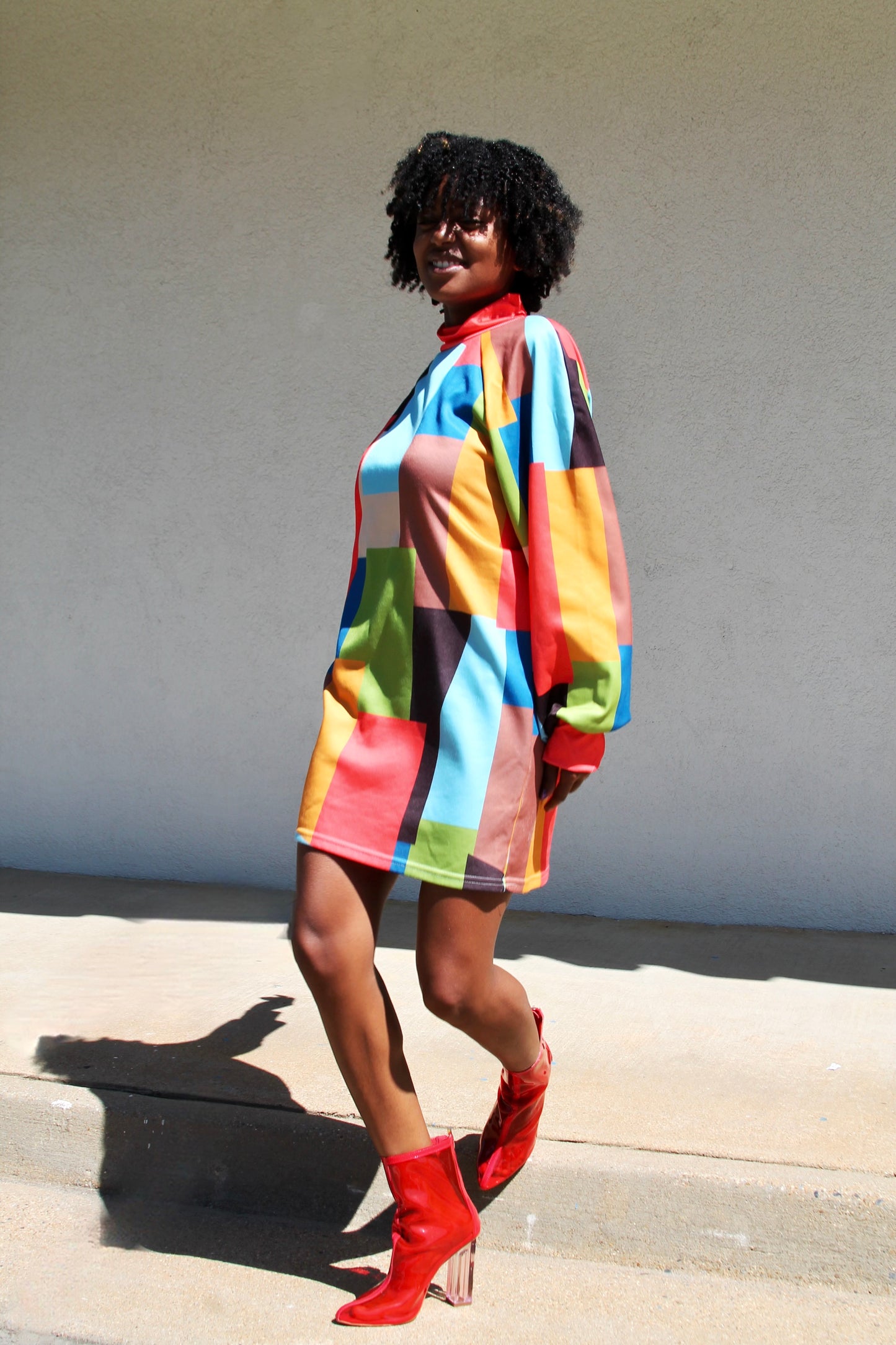 ATTRACT color-block mod sweater dress, XL