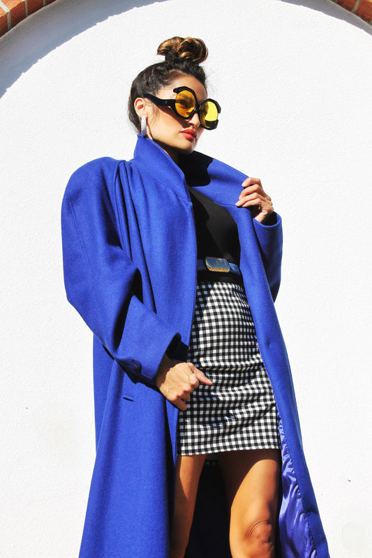 SHOCKWAVE circa 1980’s oversized jacket *MADE IN USA + VINTAGE* >> electric blue