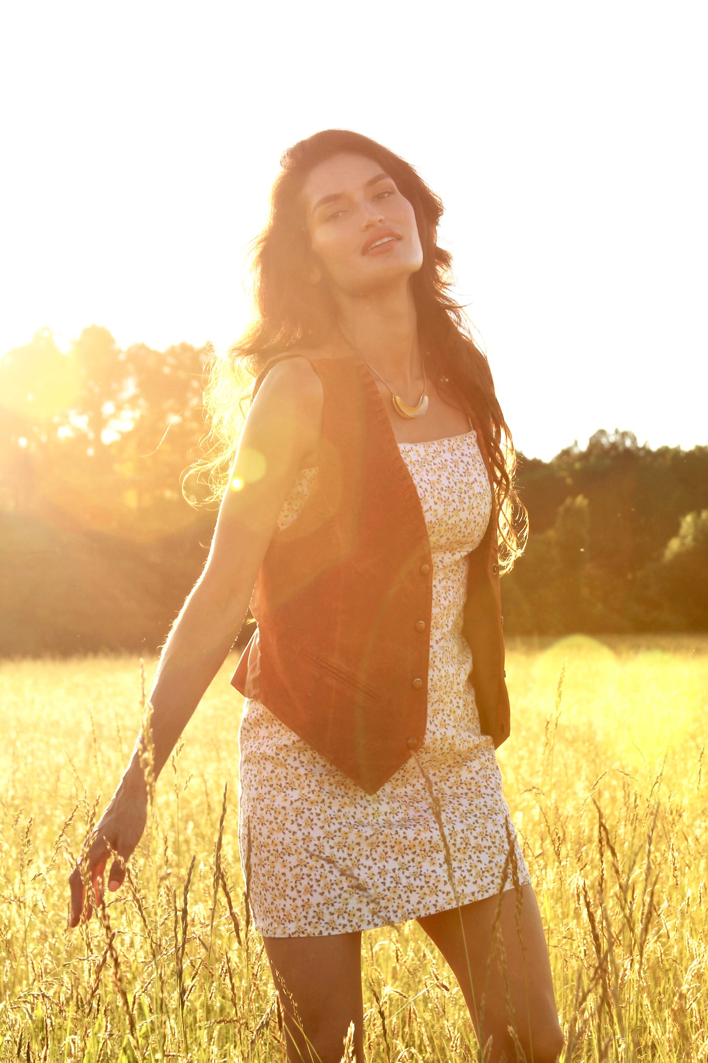 MEADOW floral denim mini dress, medium