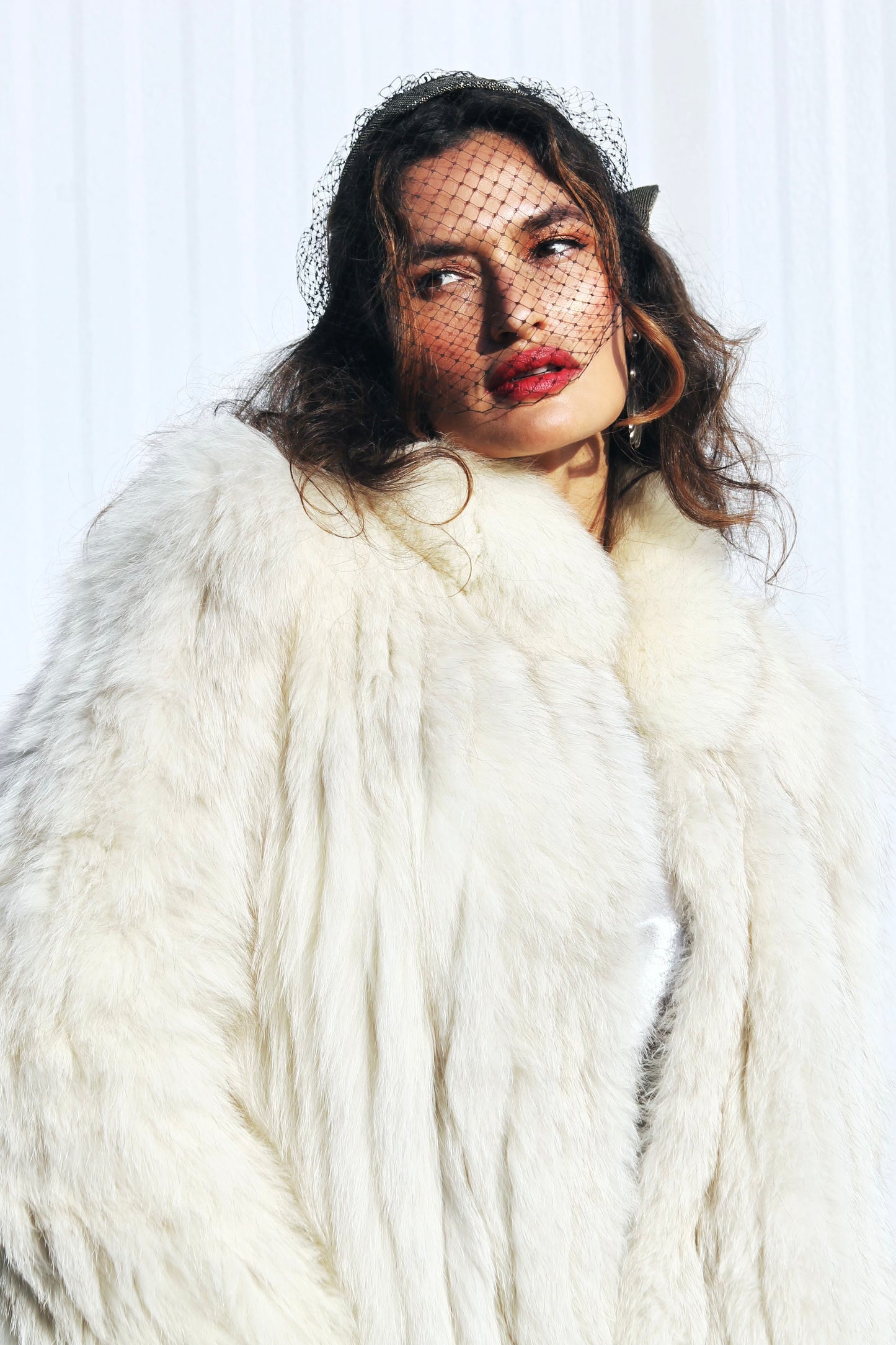FOXY SOCIETY fur coat, small/medium *VINTAGE + GENUINE FOX FUR, SILK, SUEDE + JACQUES SAINT LAURENT*