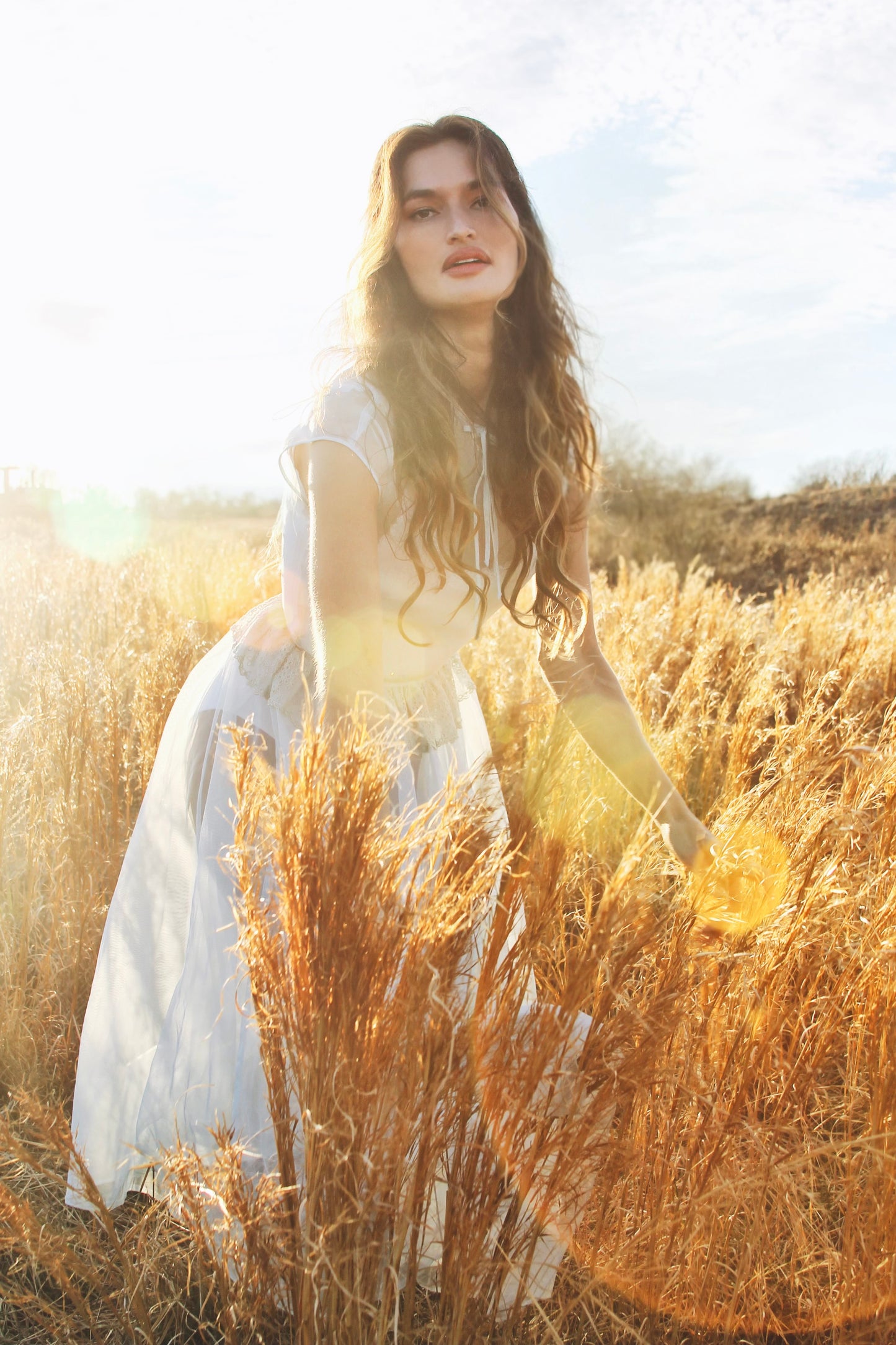 MEMORIES OF THE SUN completely sheer midi dress *FOXY FAVE* in antique blue