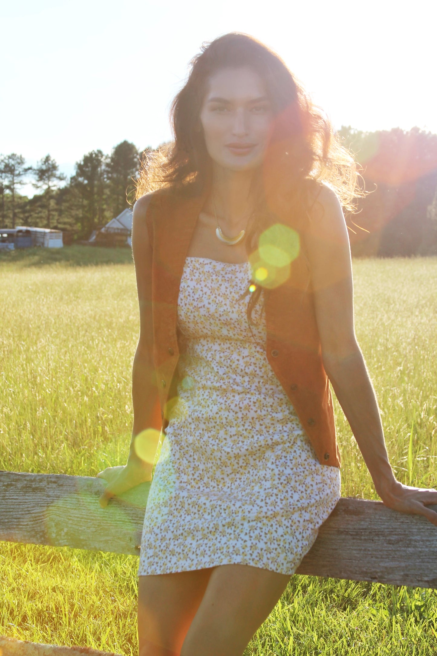 MEADOW floral denim mini dress, medium