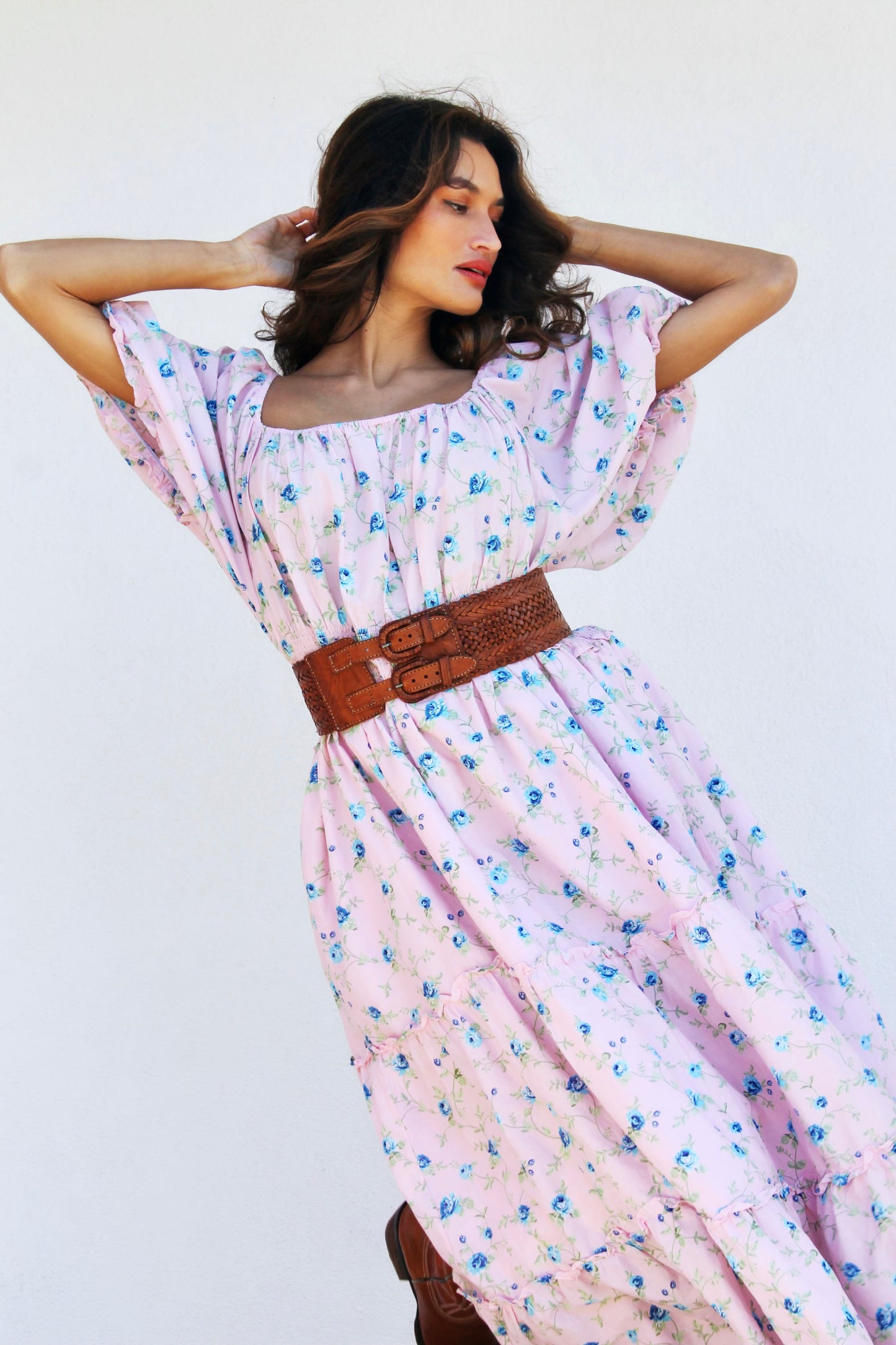 GARDEN PARTY floral puff sleeve maxi dress, size 3X *LOVE SHACK FANCY* >> pink + blue flowers
