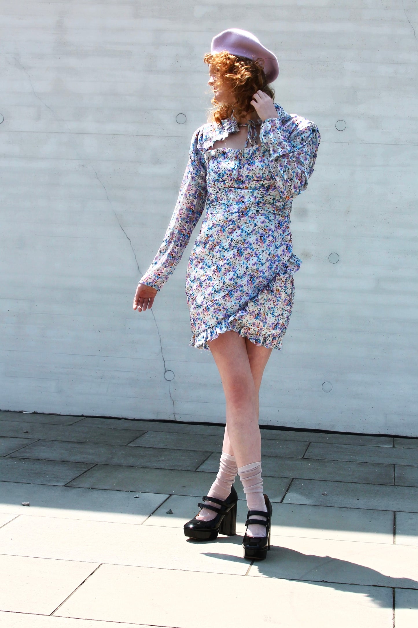 EDITORIAL floral ruched satin corset mini dress, size 8 *ASOS*