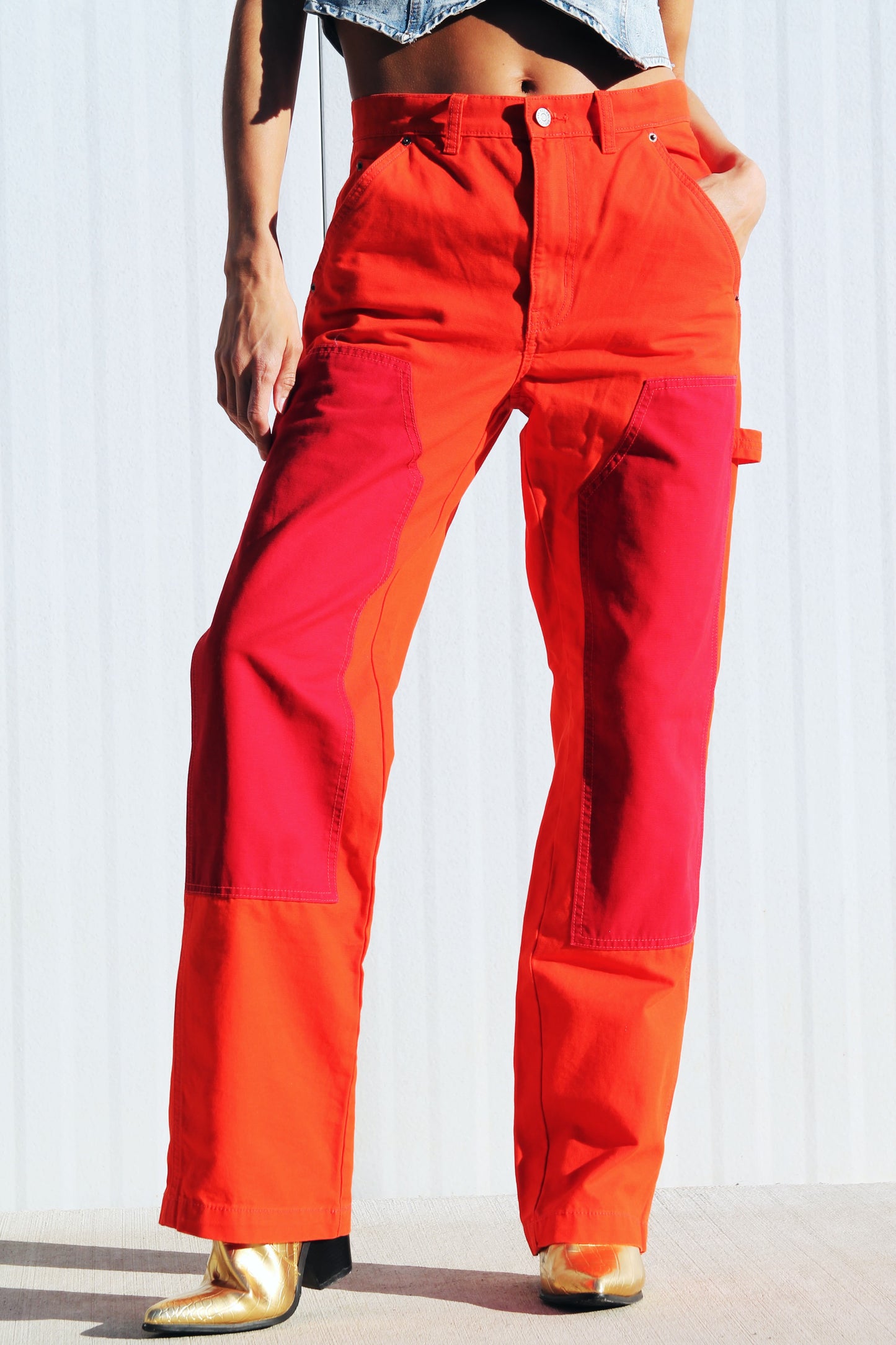 AIN’T MY FIRST RODEO color-block cargo denim size 28