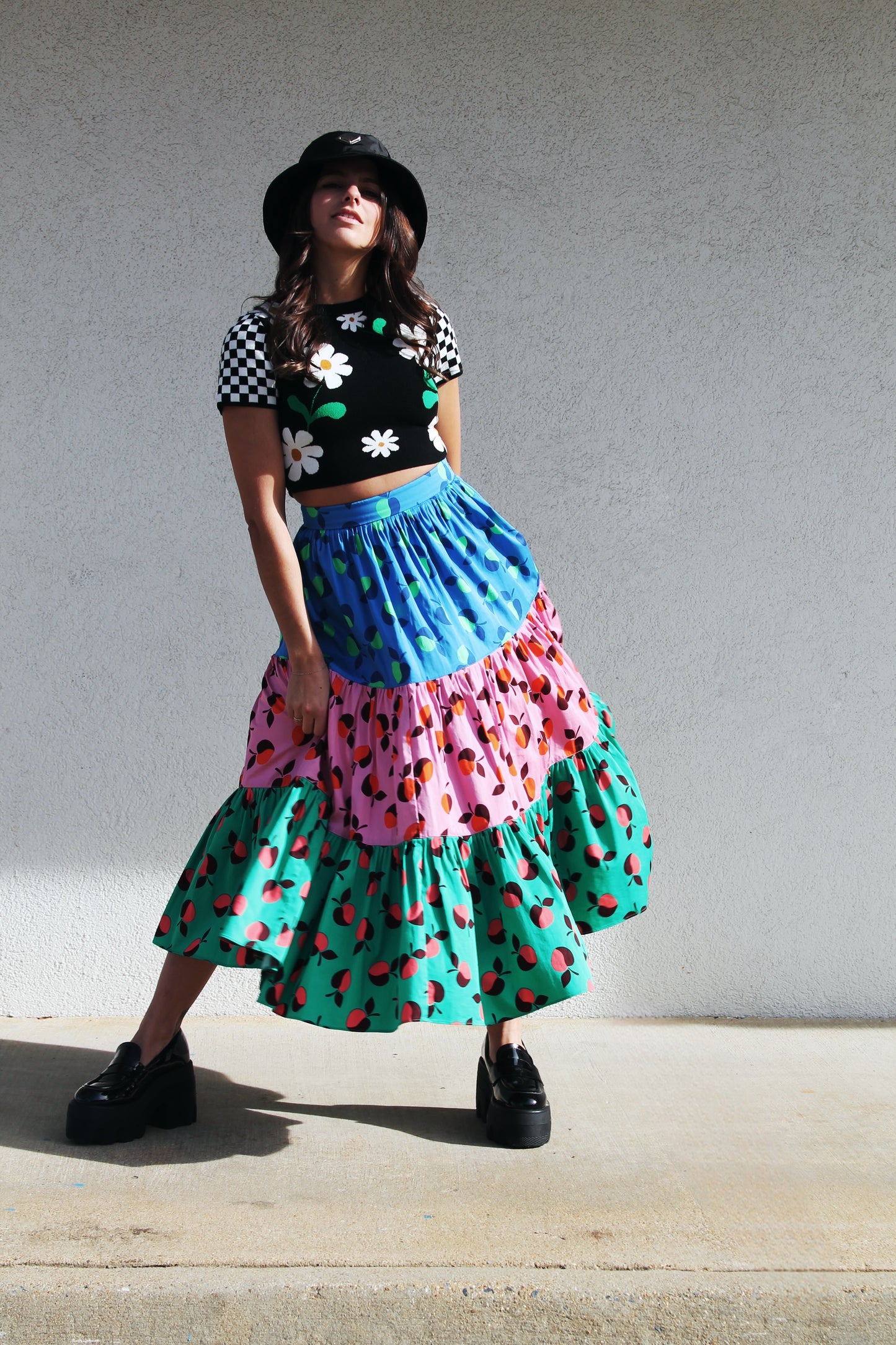 APPLE OF MY EYE color-block apple midi skirt, size 2 *KATE SPADE*