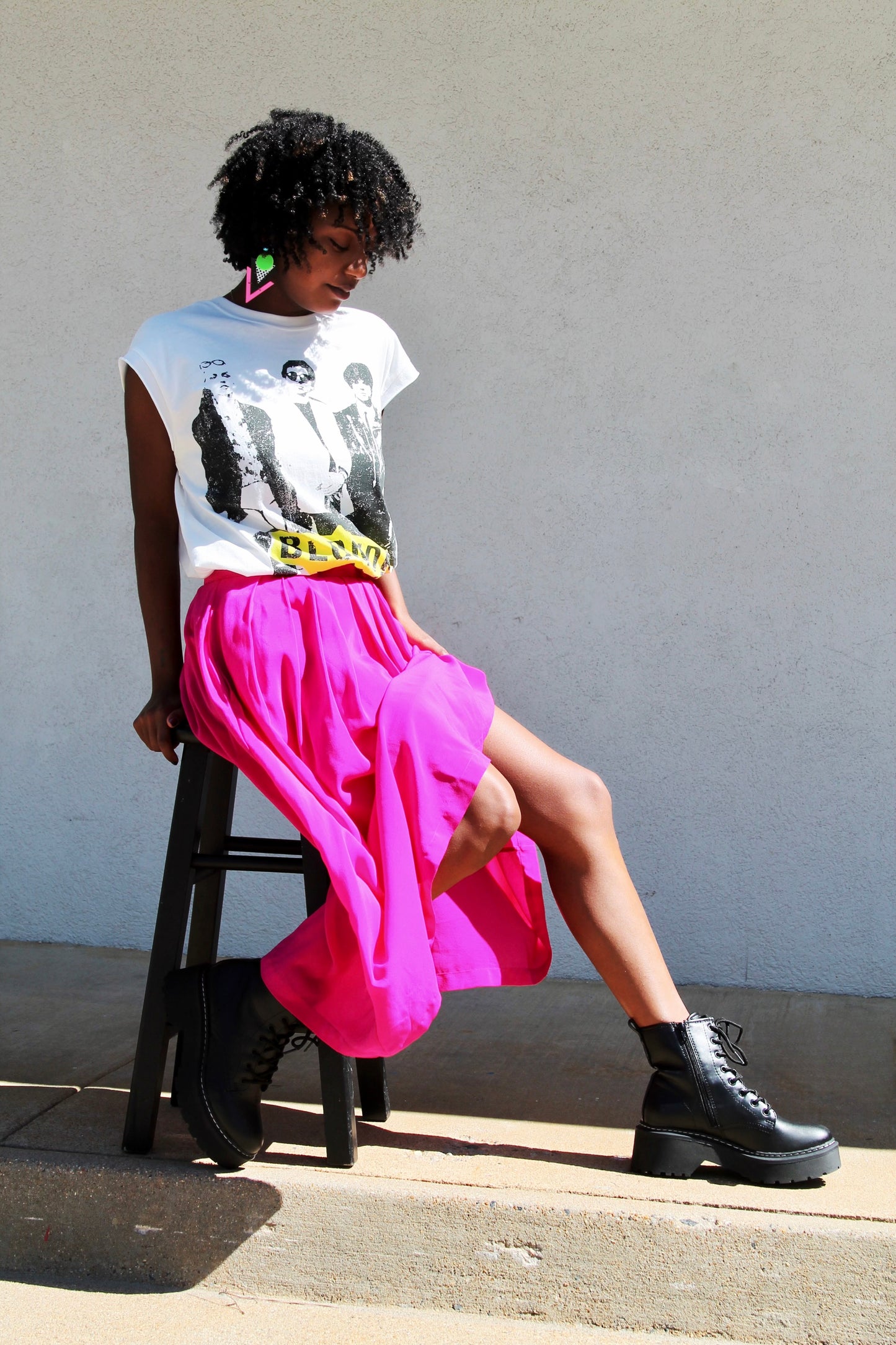 IN THE NEAR FUCHSIA pleated silk midi skirt, small/medium *VINTAGE •100% SILK*