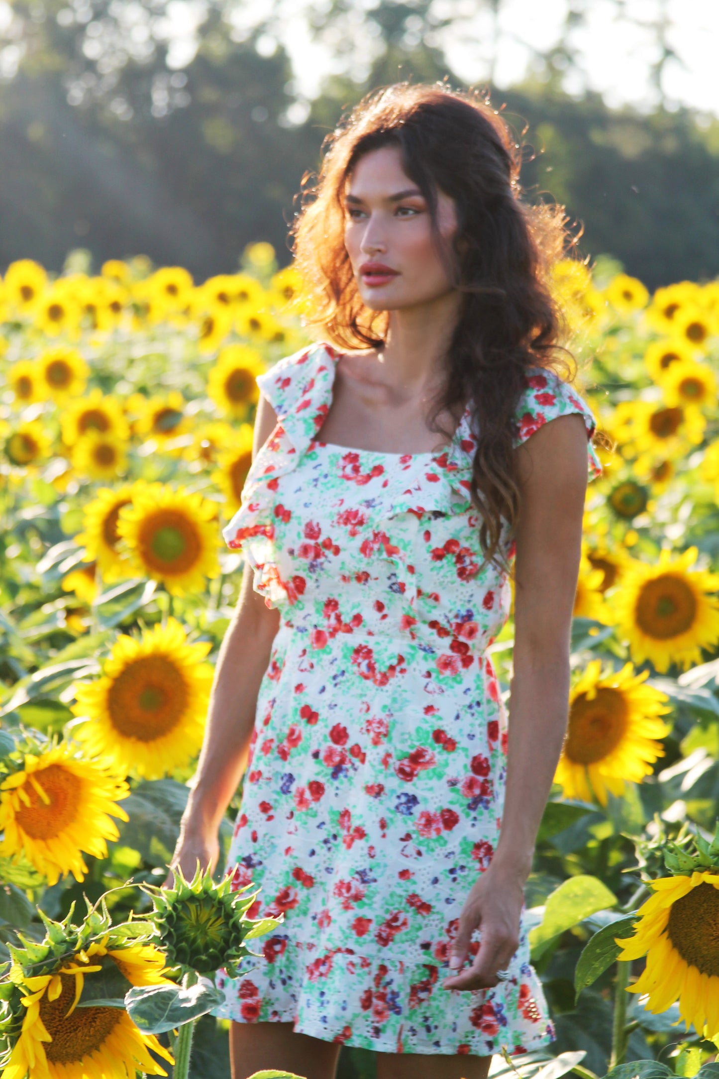 FLOWER FIELDS eyelet embroidered floral sundress, XS