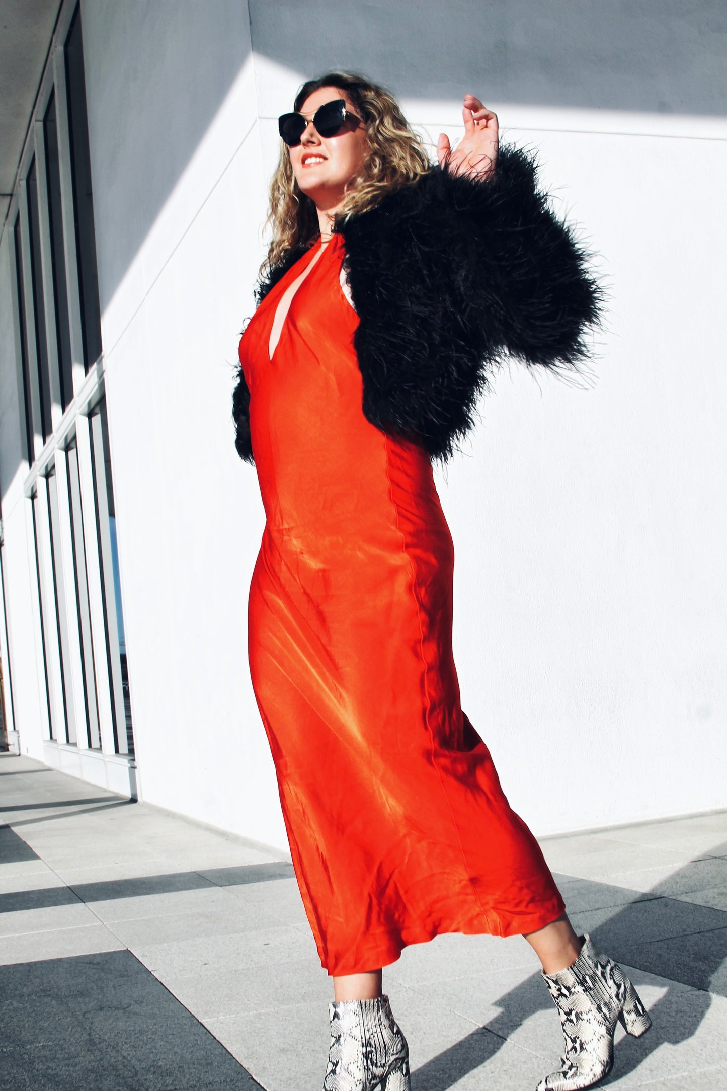 BOUGIE feather jacket, XL >> midnight black *FOXY FAVE + GENUINE OSTRICH*