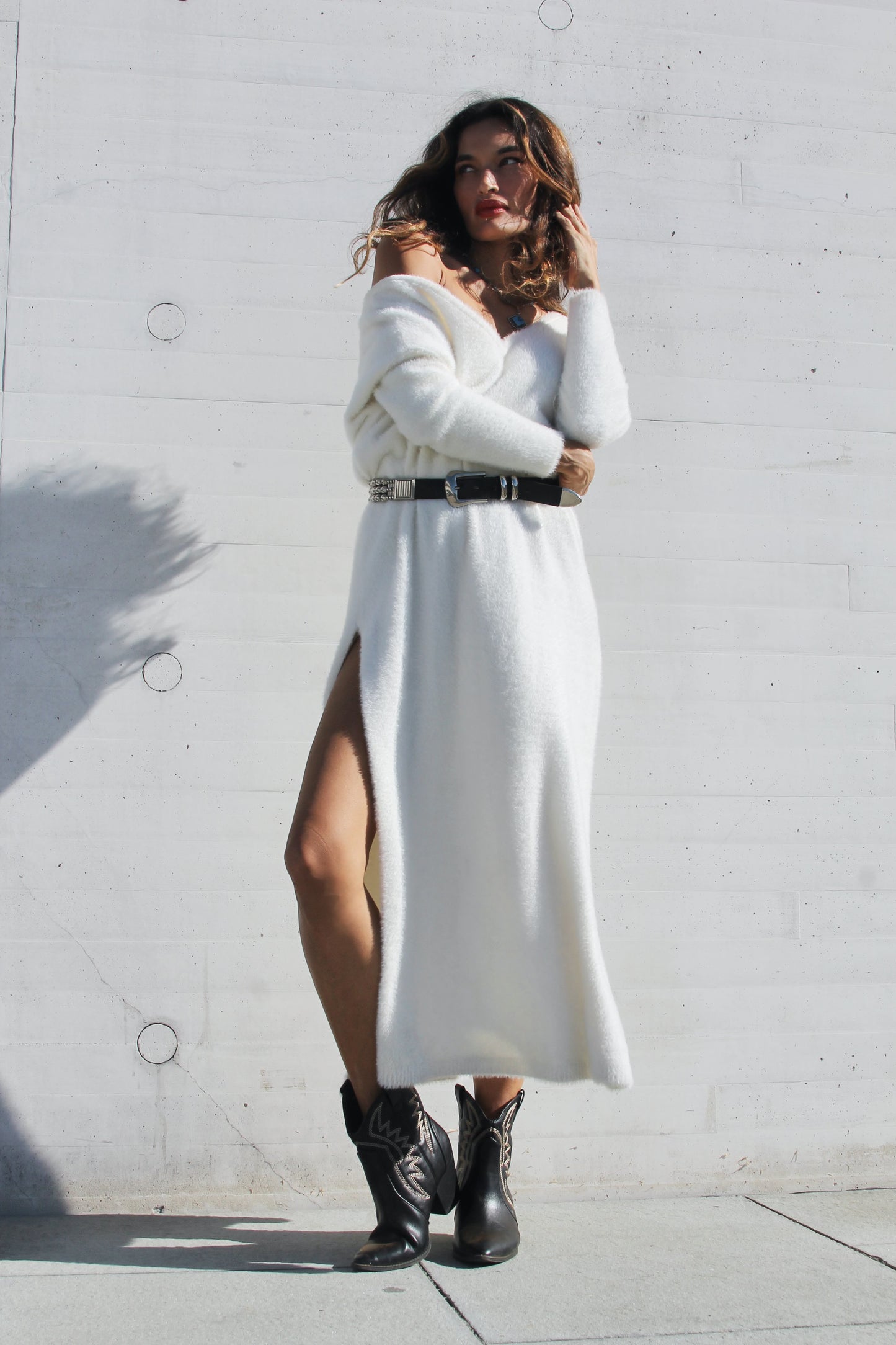 CAPRICORN SZN 3.0 fuzzy maxi sweater dress *FREE PEOPLE* >> cream