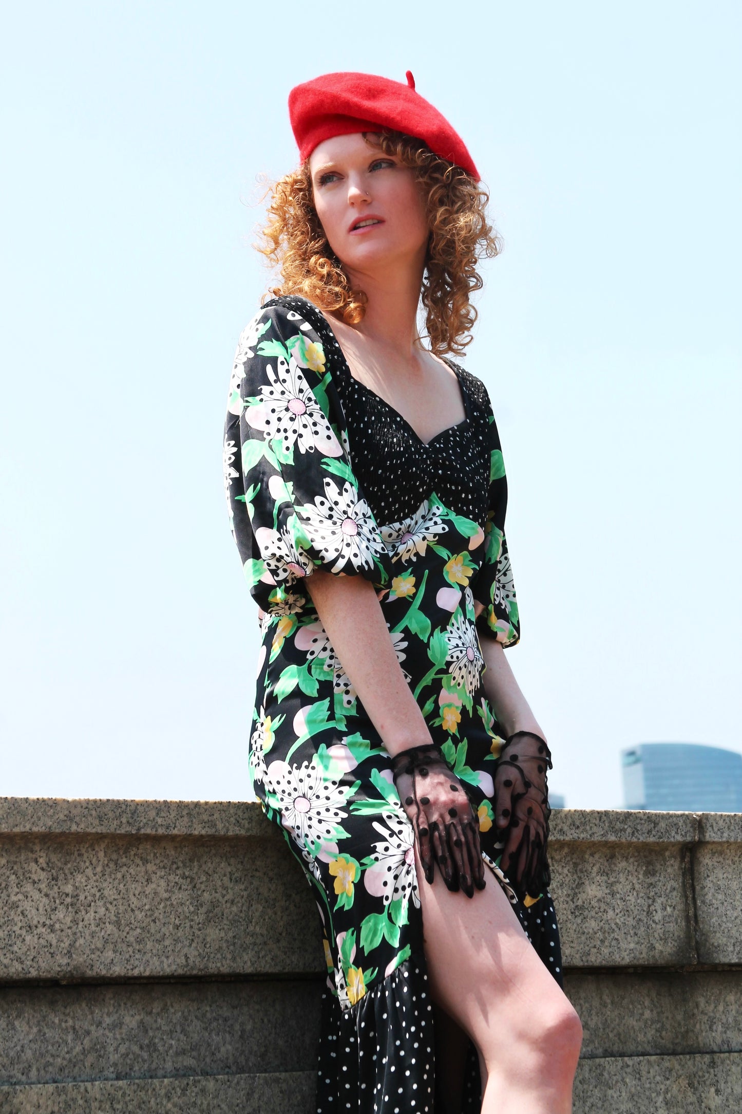 BONJOUR satin puff sleeve euro inspired midi dress, size 6 *ASOS*