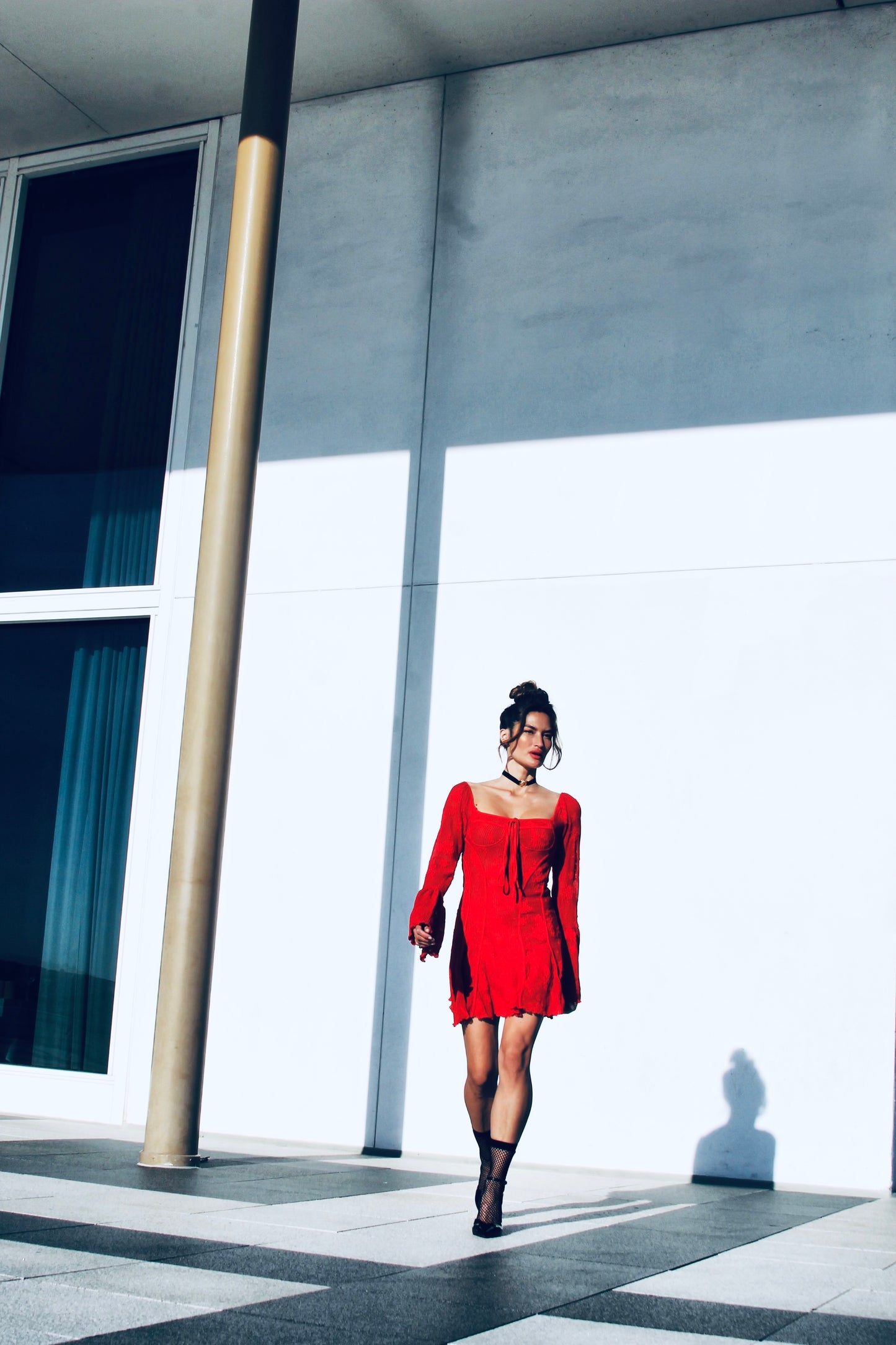 A SPANISH FALL romantic lace + bell sleeve mini dress, *VINTAGE GUCCI* medium >> red