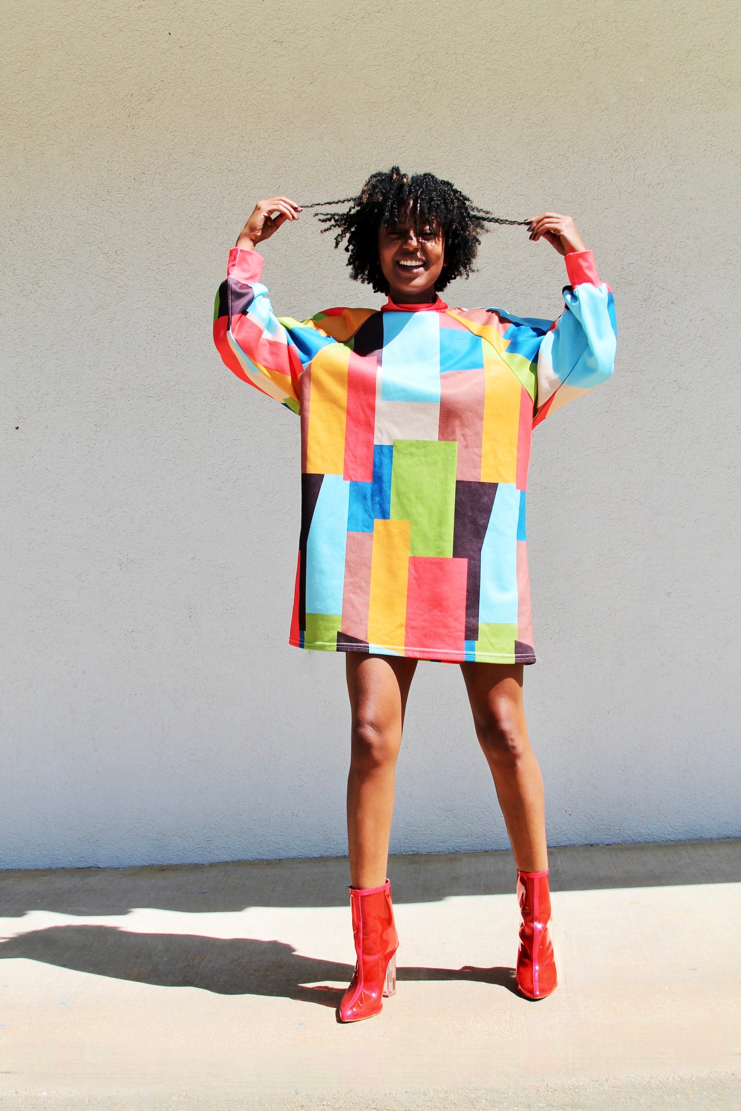 ATTRACT color-block mod sweater dress, XL
