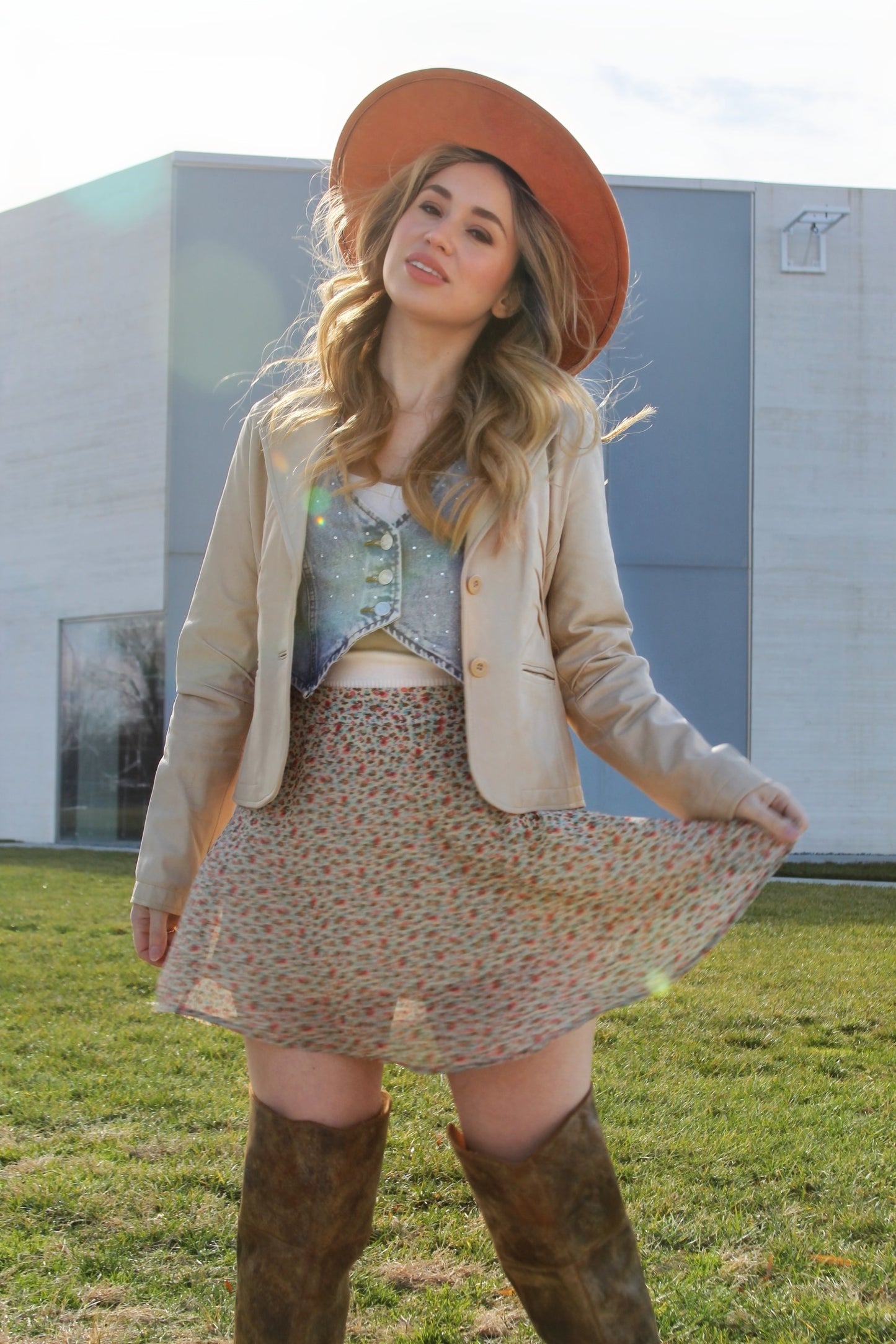 MON CHERI leather blazer jacket, small *100% GENUINE LEATHER* >> honey cream