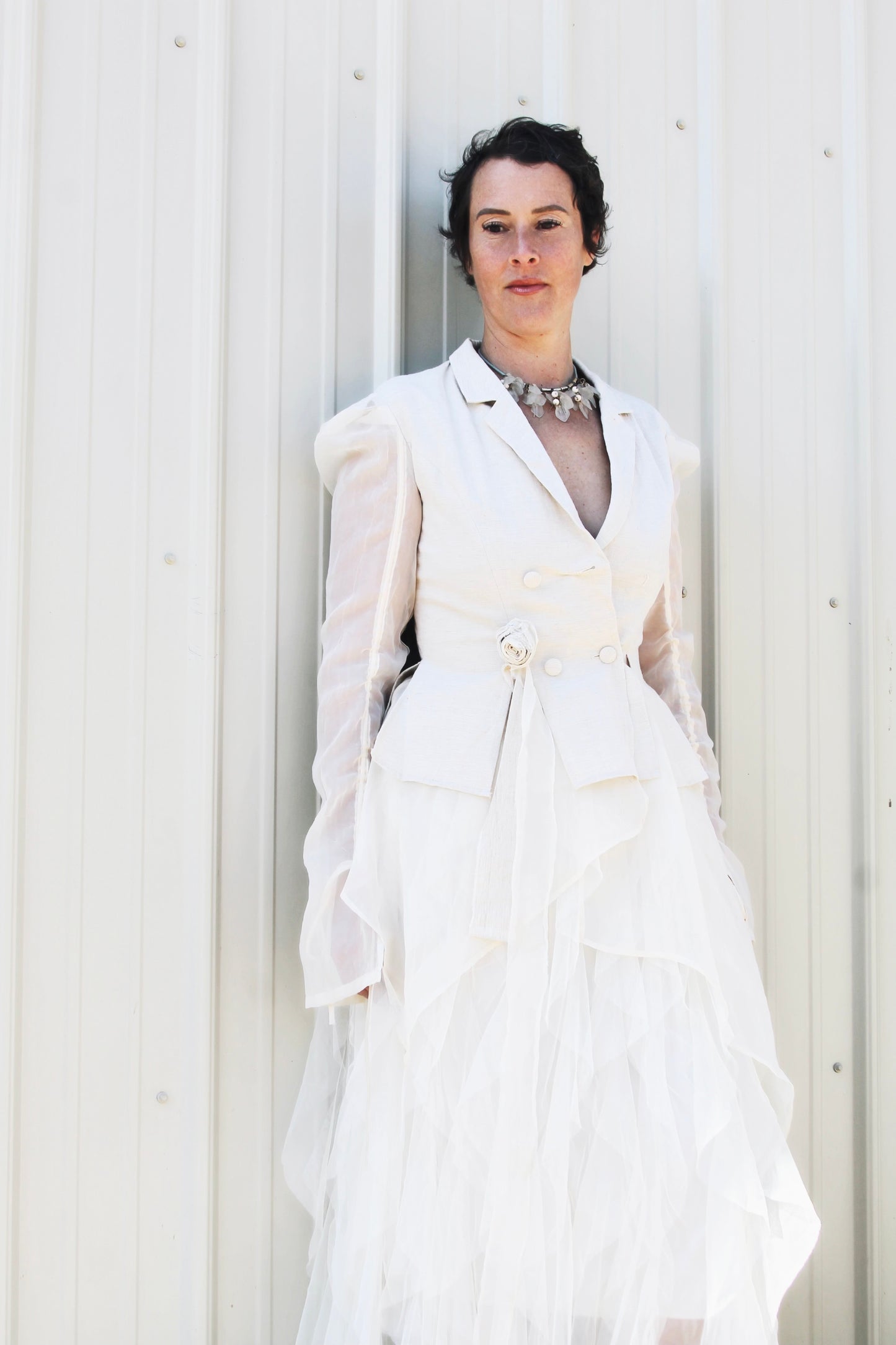 A BEAUTIFUL ENCOUNTER avant-garde + airy shirt blazer, large *VINTAGE + FOXY FAVE* >> buttercream