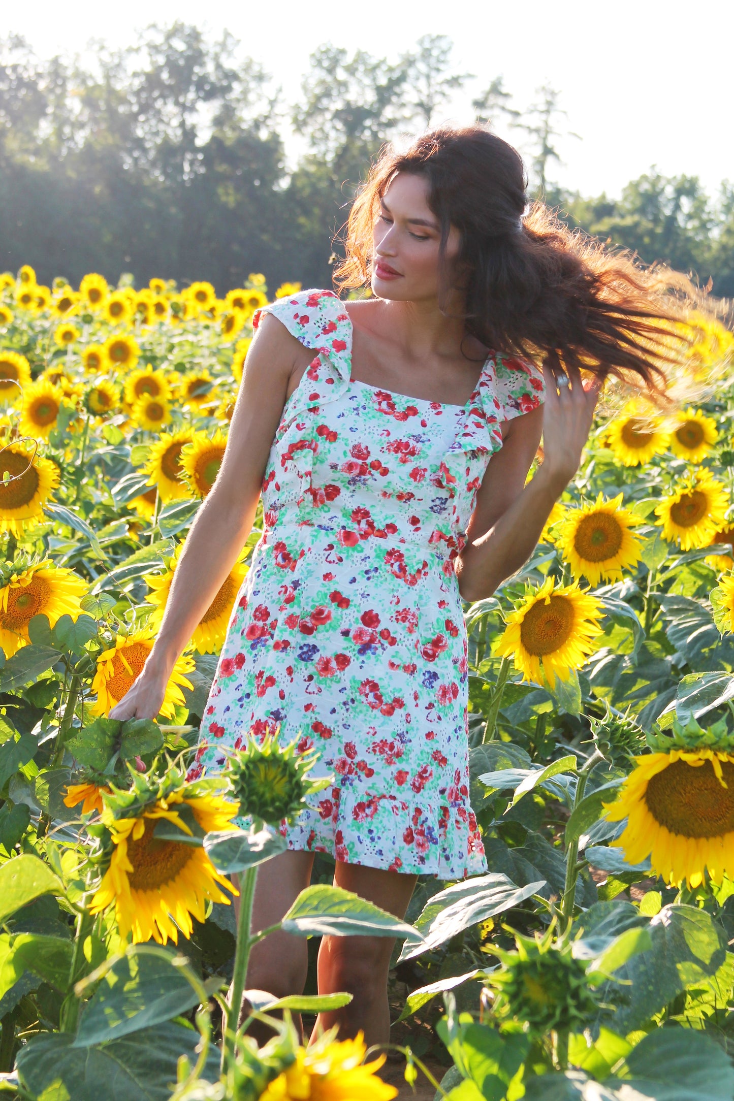 FLOWER FIELDS eyelet embroidered floral sundress, XS