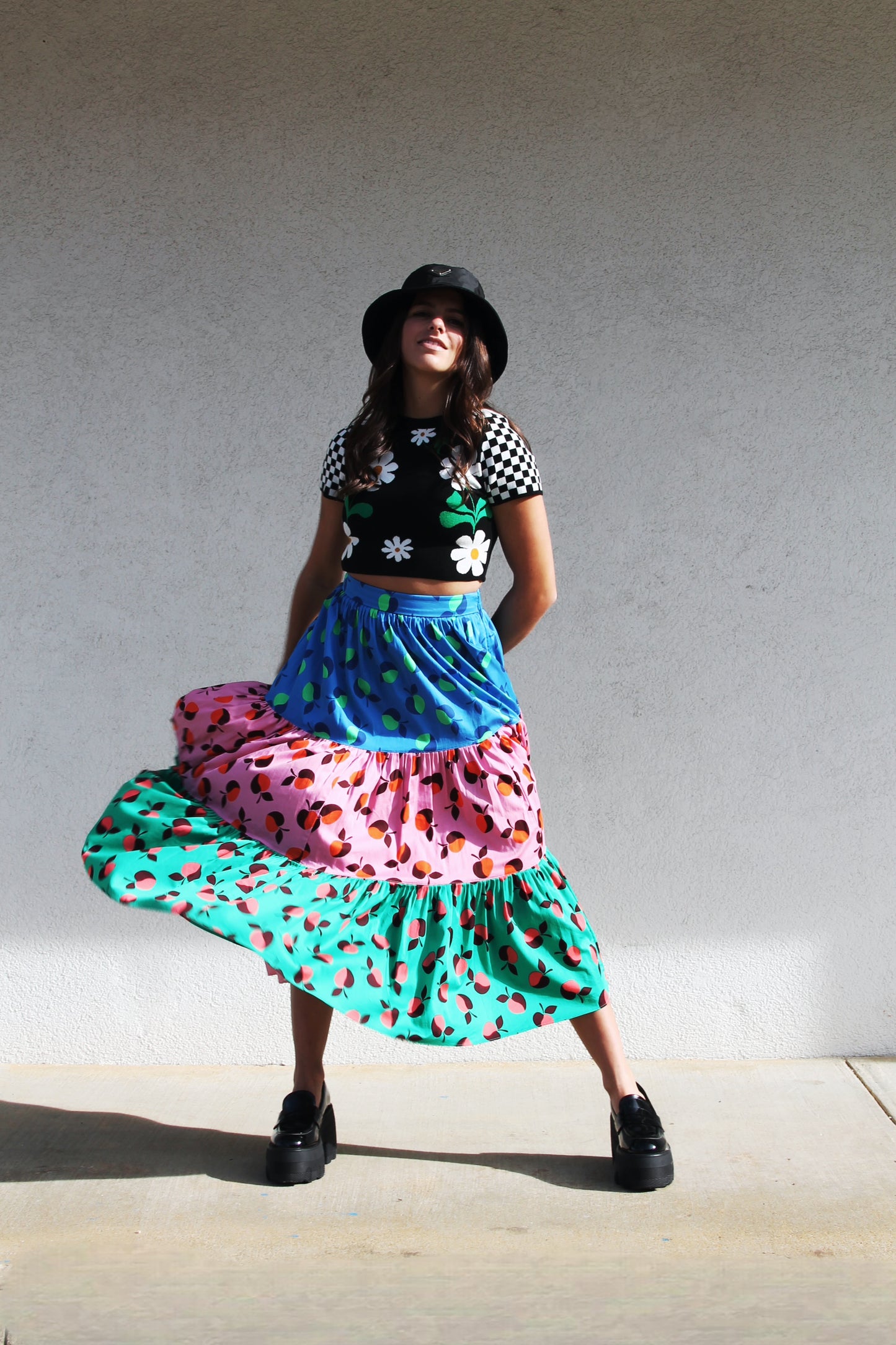 APPLE OF MY EYE color-block apple midi skirt, size 2 *KATE SPADE*
