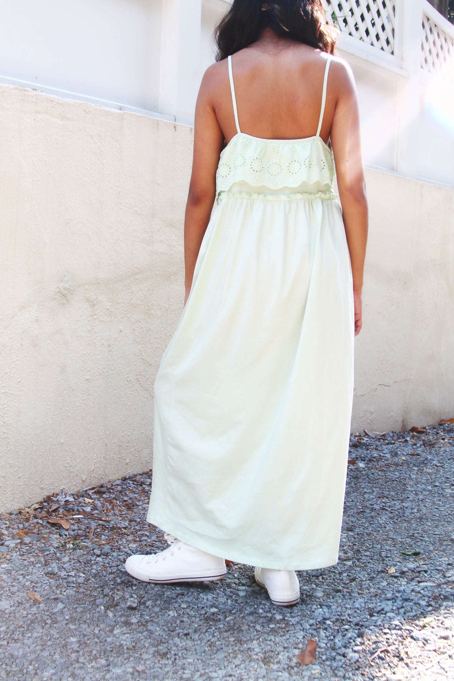 FAIRY GARDEN eyelet embroidered cotton maxi dress, medium
