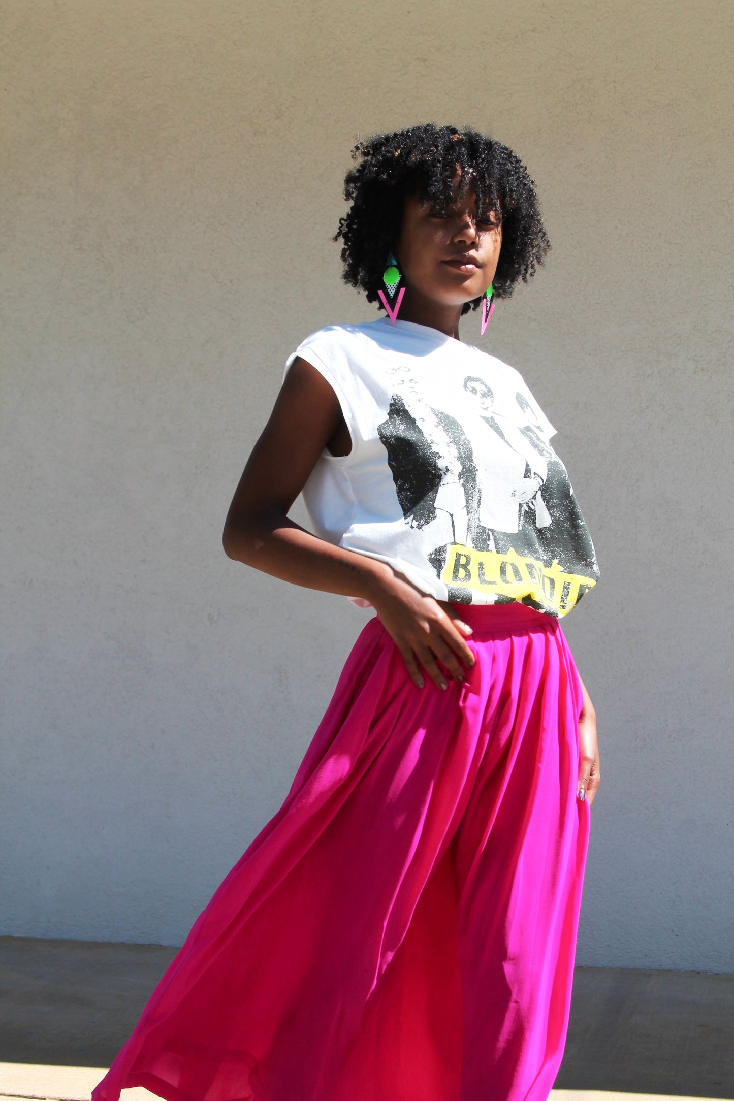 IN THE NEAR FUCHSIA pleated silk midi skirt, small/medium *VINTAGE •100% SILK*