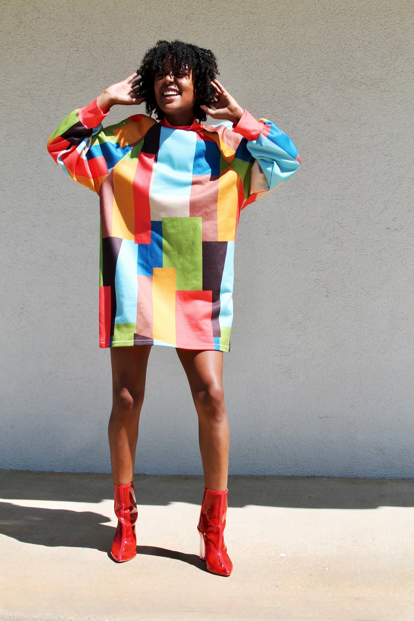ATTRACT color-block mod sweater dress, XL