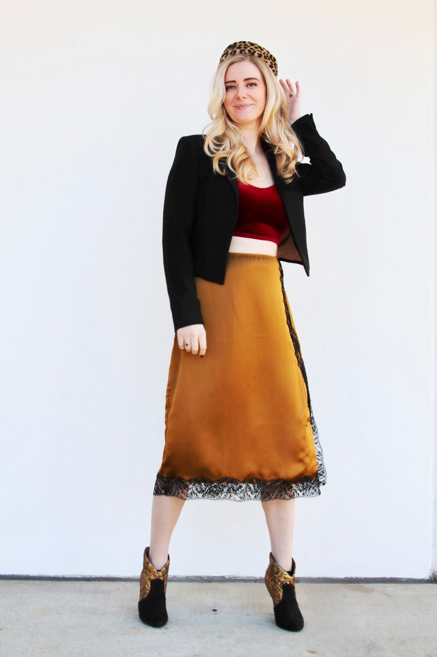 MANHATTAN GLOW satin + lace midi skirt, large *VICTORIA’S SECRET*