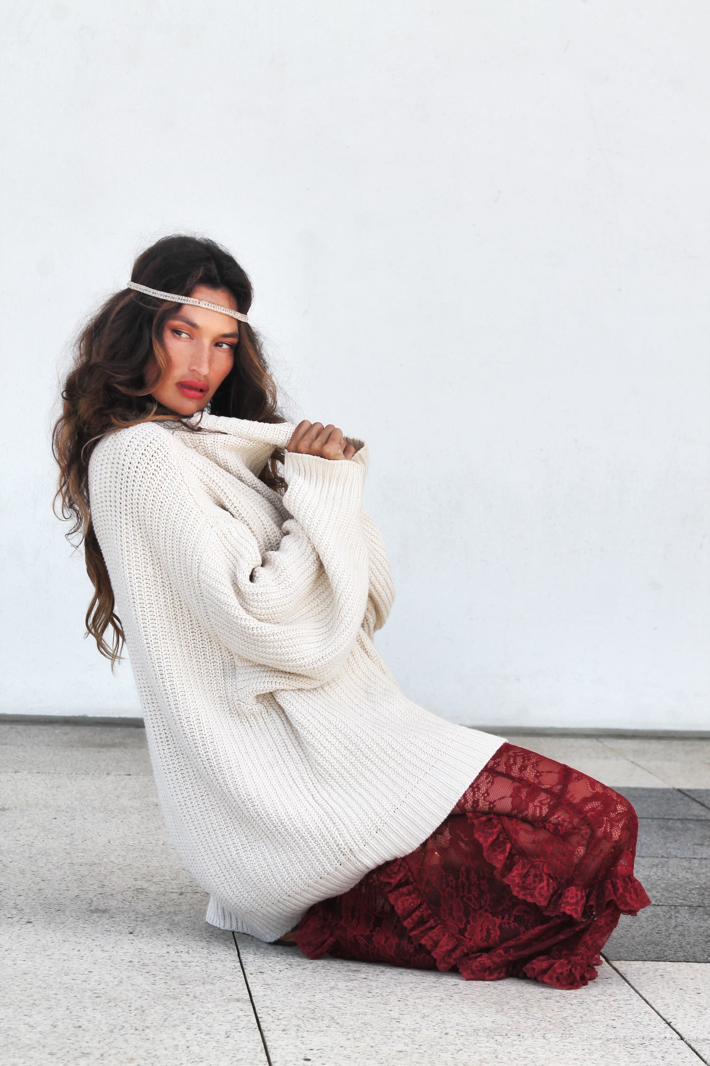WILD OATS oversized knit sweater, XL *FREE PEOPLE* >> oatmeal