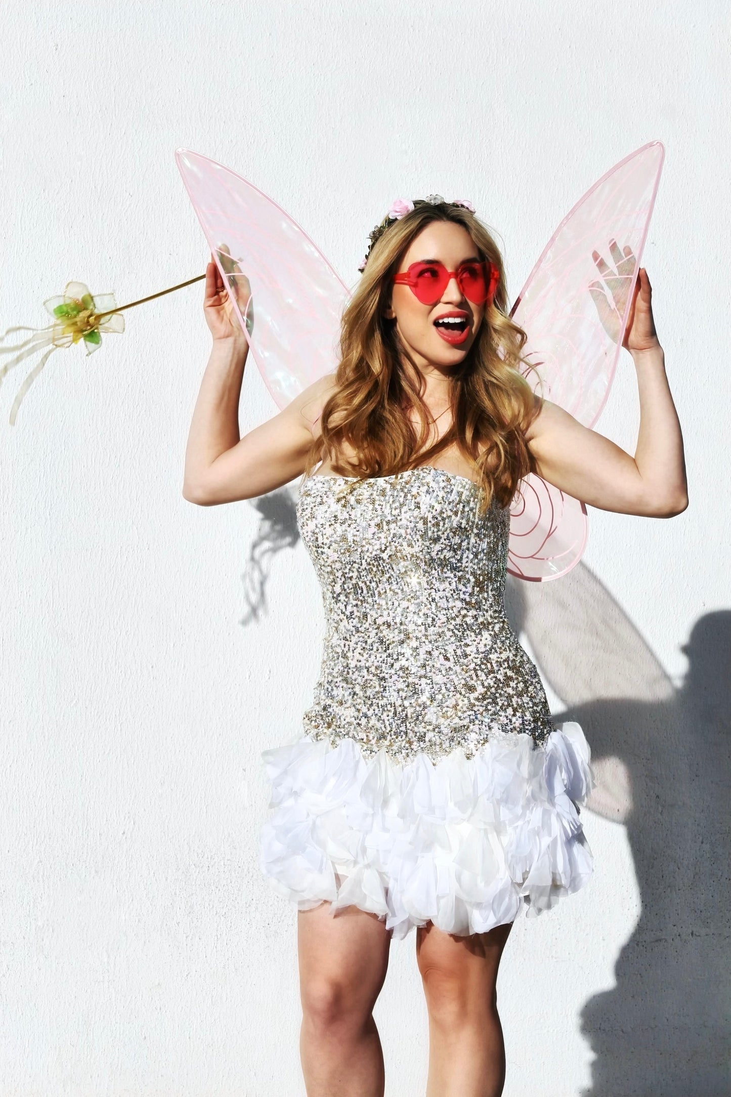 FOXY GODMOTHER sequin + tiered feather-like ruffle mini party dress, size 10 *VINTAGE + 100% SILK*